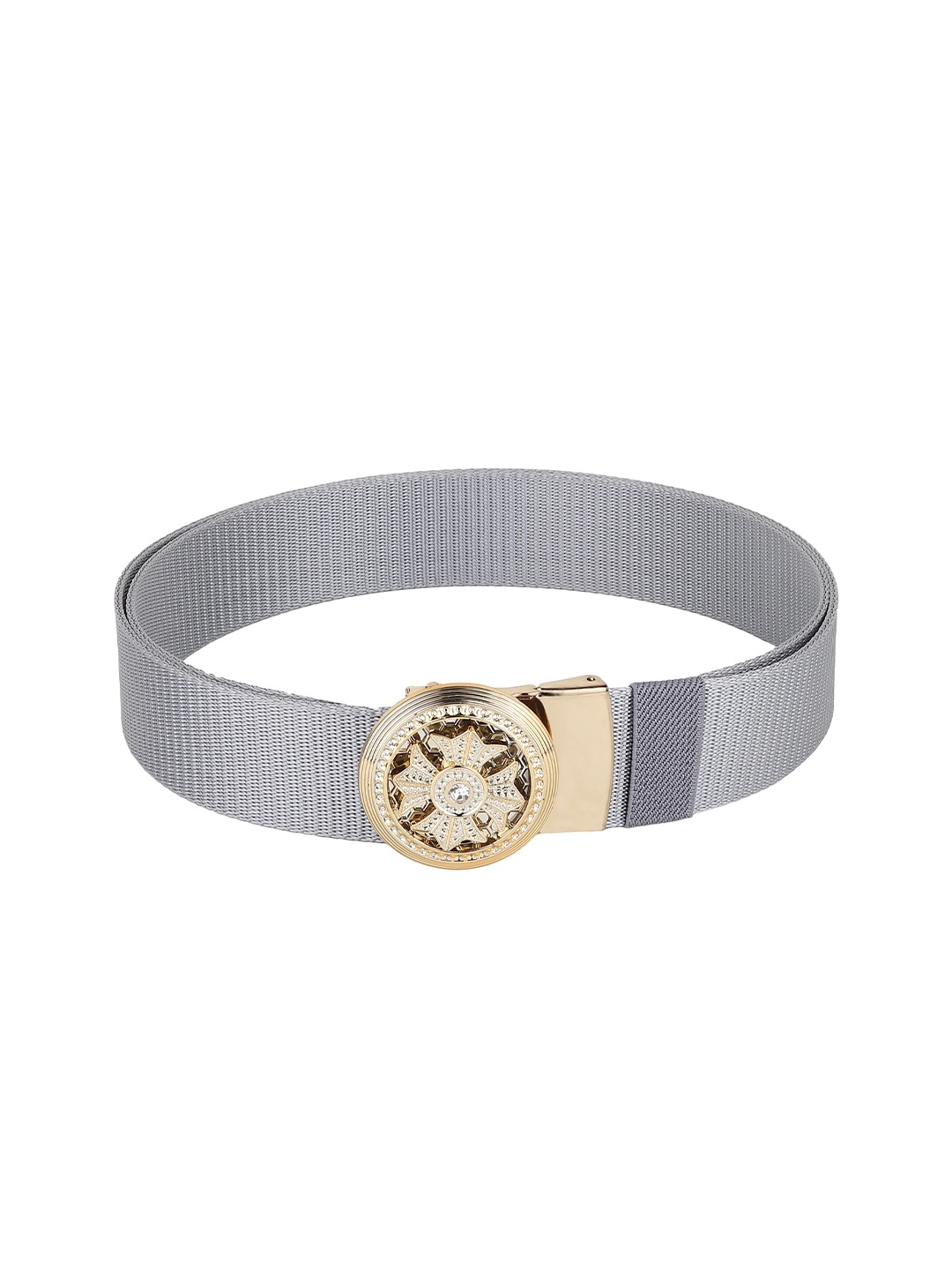 HENEDA Men Woven Design Slider Buckle Belt, Grey