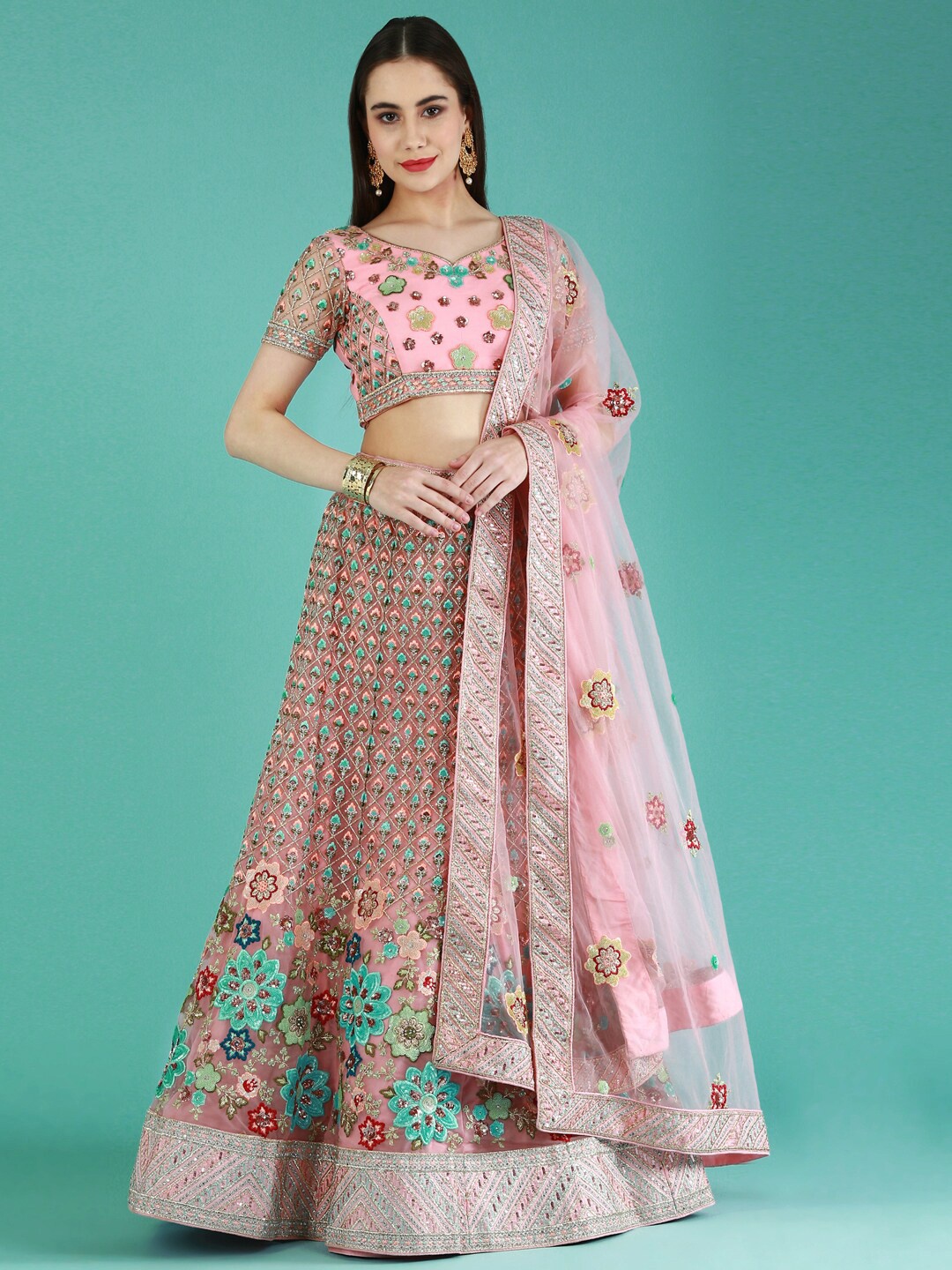 panchhi Embellished Sequinned Semi-Stitched Lehenga & Unstitched Blouse With Dupatta, Pink
panchhi Embellished Sequinned Semi-Stitched Lehenga & Unstitched Blouse With Dupatta, Pink