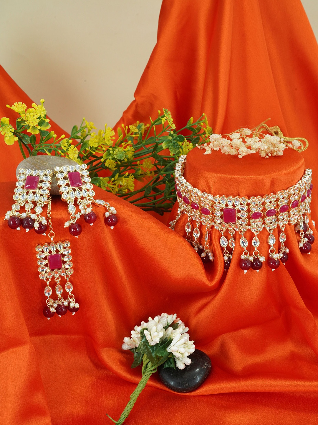 GRIIHAM Gold-Plated CZ-Studded Jewellery Set