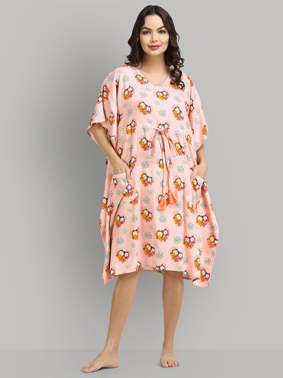 Shararat Garfield Printed Pure Cotton Nightdress, Pink 
Shararat Garfield Printed Pure Cotton Nightdress, Pink
