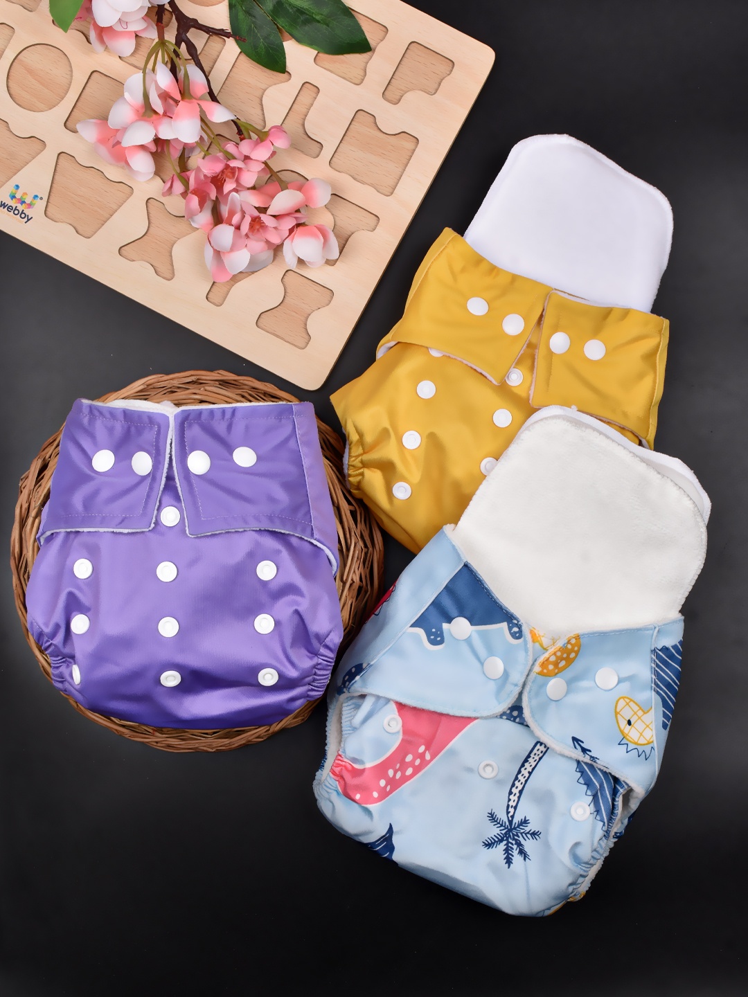 Moms Home Infants Set Of 3 Adjustable & Reusable Cotton Pocket Diapers With 3 Inserts, Blue
Moms Home Infants Set Of 3 Adjustable & Reusable Cotton Pocket Diapers With 3 Inserts, Blue