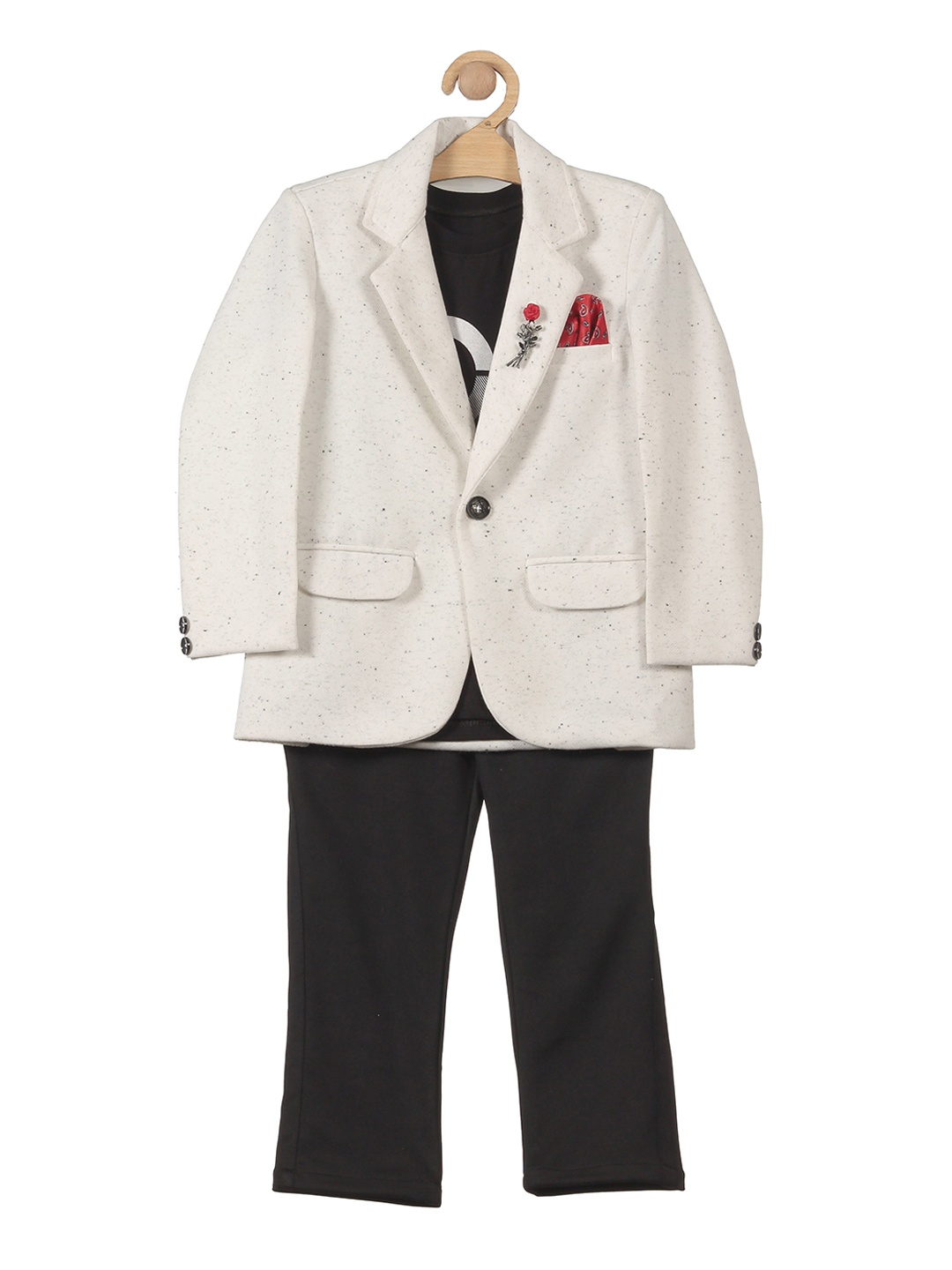 Lil Lollipop Boys 3 Pieces Woven Designed Single Breasted Blazer With Trouser & Tshirt, Cream
Lil Lollipop Boys 3 Pieces Woven Designed Single Breasted Blazer With Trouser & Tshirt, Cream
