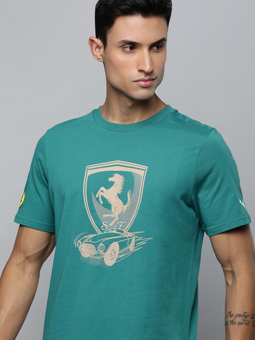 PUMA Motorsport Ferrari Race Big Shield Tonal Printed Regular Fit Pure Cotton T-shirt, Teal
PUMA Motorsport Ferrari Race Big Shield Tonal Printed Regular Fit Pure Cotton T-shirt, Teal