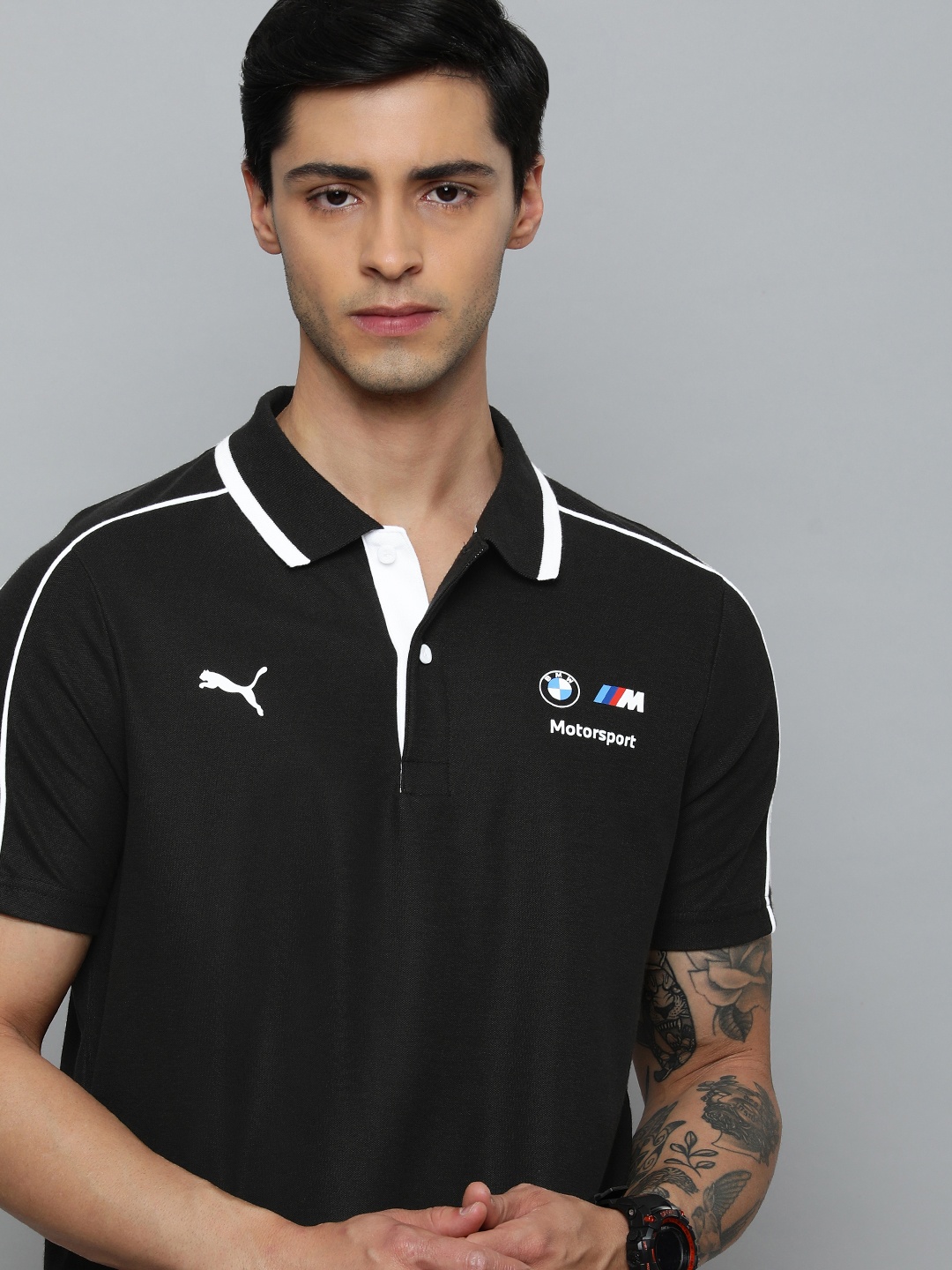 PUMA Motorsport Men Polo Collar Applique Regular Fit T-shirt With Striped Detail, Black
PUMA Motorsport Men Polo Collar Applique Regular Fit T-shirt With Striped Detail, Black