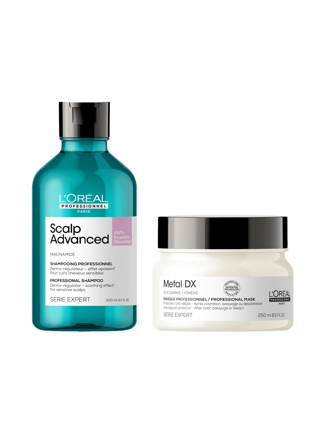 LOreal Professionnel Set of Serie Expert Anti-Discomfort Shampoo 300ml+Metal Dx Mask 250ml, Blue
LOreal Professionnel Set of Serie Expert Anti-Discomfort Shampoo 300ml+Metal Dx Mask 250ml, Blue