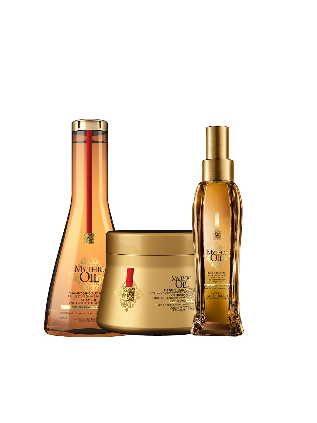 LOreal Professionnel Set of Serie Expert Mythic Shampoo + Mythic Mask+ Mythic Oil, Gold
LOreal Professionnel Set of Serie Expert Mythic Shampoo + Mythic Mask+ Mythic Oil, Gold