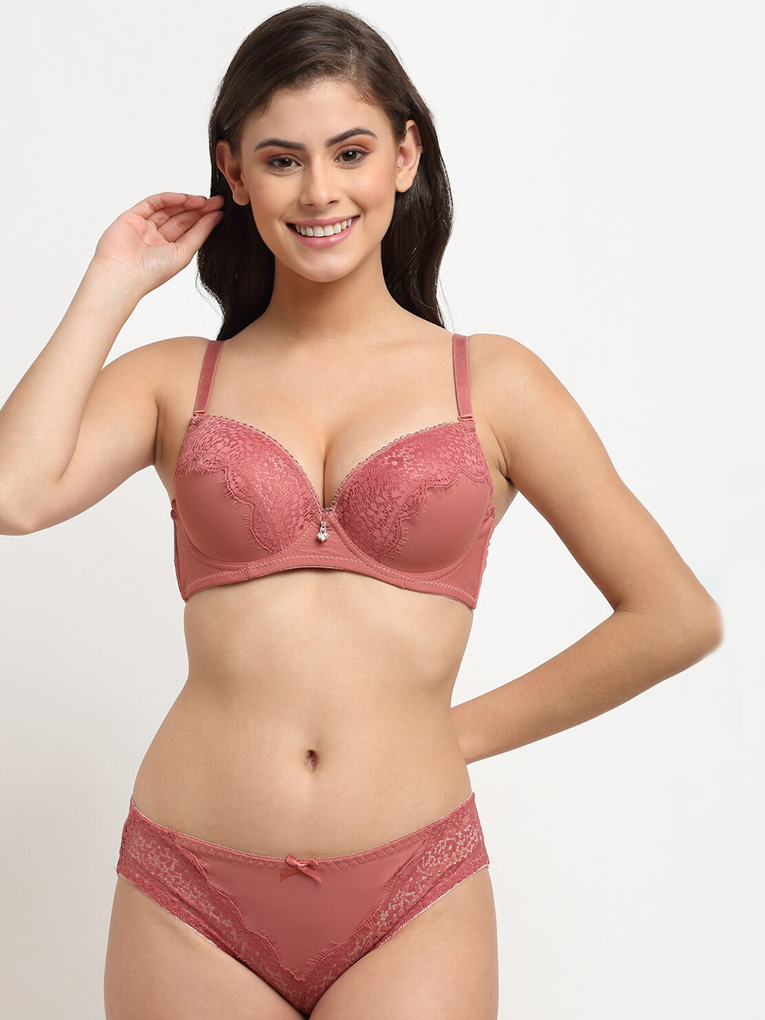 MAKCLAN Flushed in Lace Lingerie Set K1407LC, Coral 
MAKCLAN Flushed in Lace Lingerie Set K1407LC, Coral