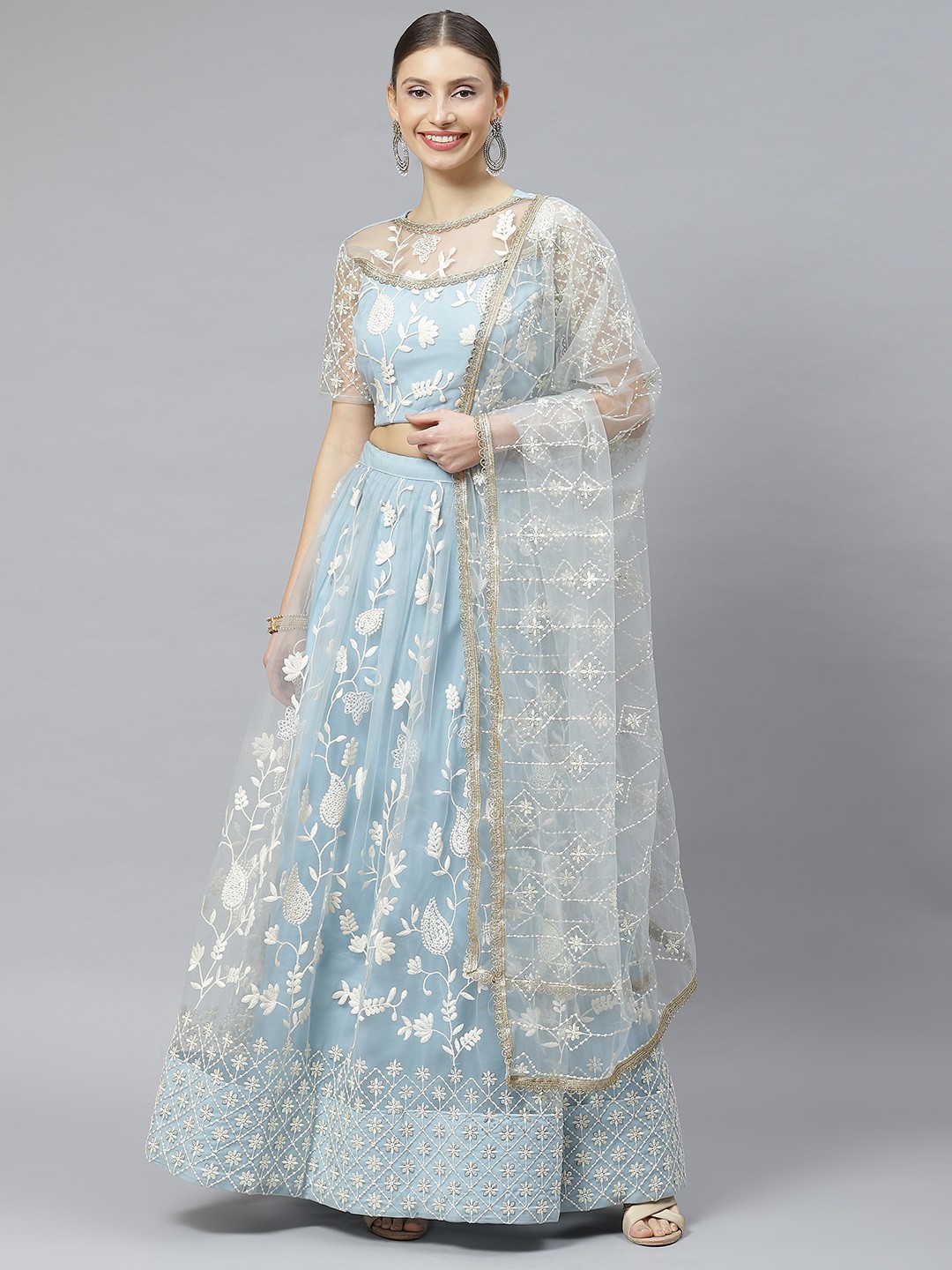 Readiprint Fashions Embroidered Semi-Stitched Lehenga & Unstitched Blouse With Dupatta, Blue
Readiprint Fashions Embroidered Semi-Stitched Lehenga & Unstitched Blouse With Dupatta, Blue