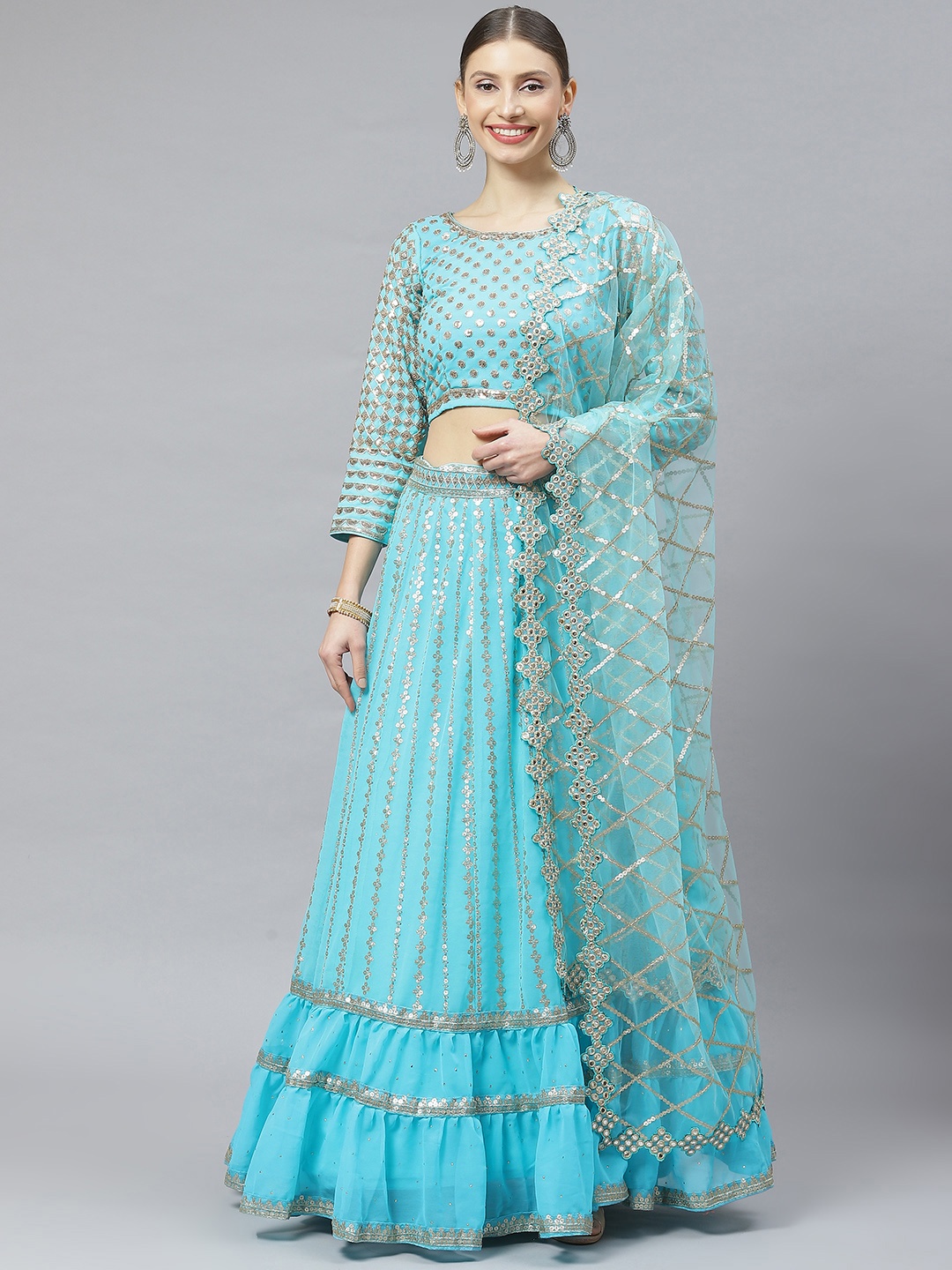 Readiprint Fashions Sequinned Semi-Stitched Lehenga & Unstitched Blouse With Dupatta, Blue
Readiprint Fashions Sequinned Semi-Stitched Lehenga & Unstitched Blouse With Dupatta, Blue