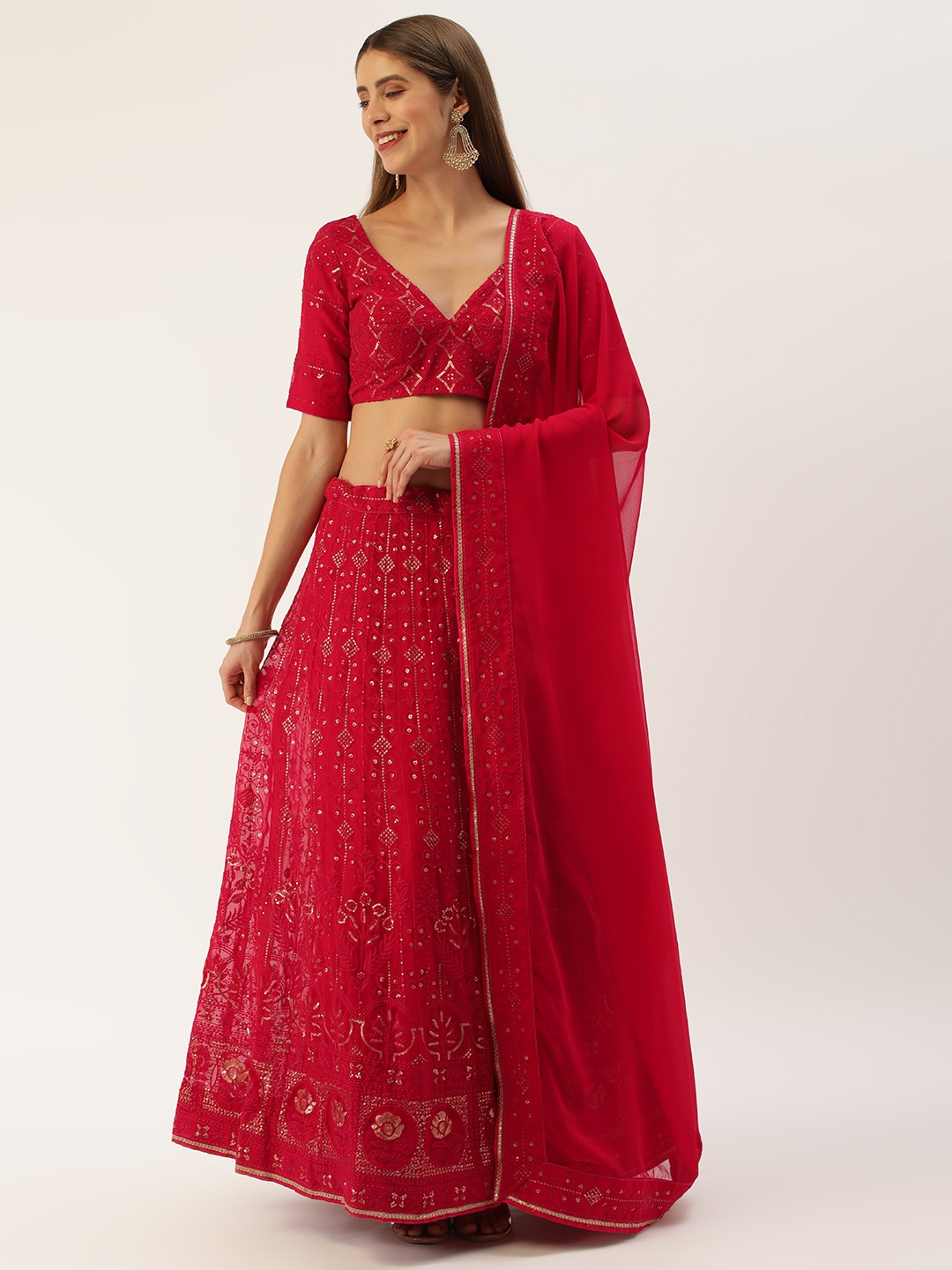 LOOKNBOOK ART Embroidered Sequinned Semi-Stitched Lehenga & Unstitched Blouse With Dupatta, Pink
LOOKNBOOK ART Embroidered Sequinned Semi-Stitched Lehenga & Unstitched Blouse With Dupatta, Pink