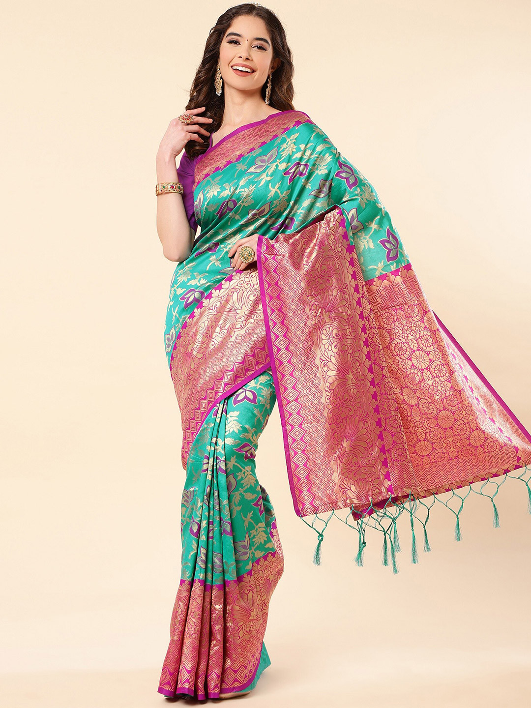 ZIKARAA Woven Design Zari Pure Silk Banarasi Saree, Turquoise blue
ZIKARAA Woven Design Zari Pure Silk Banarasi Saree, Turquoise blue