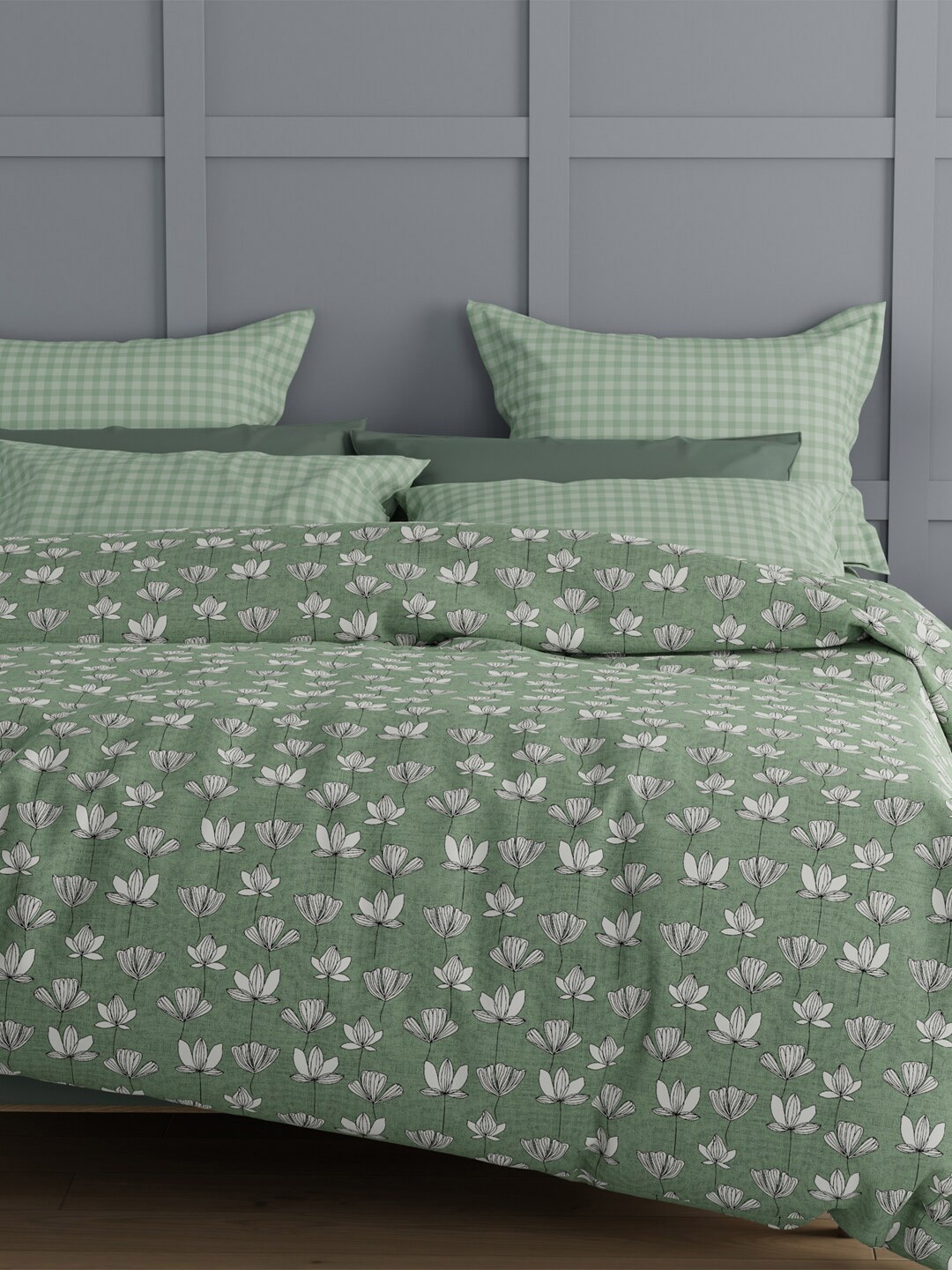 MYTRIDENT Aroma Green Floral 144 TC Flat Pure Coton King Bedsheet with 2 Pillow Covers
MYTRIDENT Aroma Green Floral 144 TC Flat Pure Coton King Bedsheet with 2 Pillow Covers