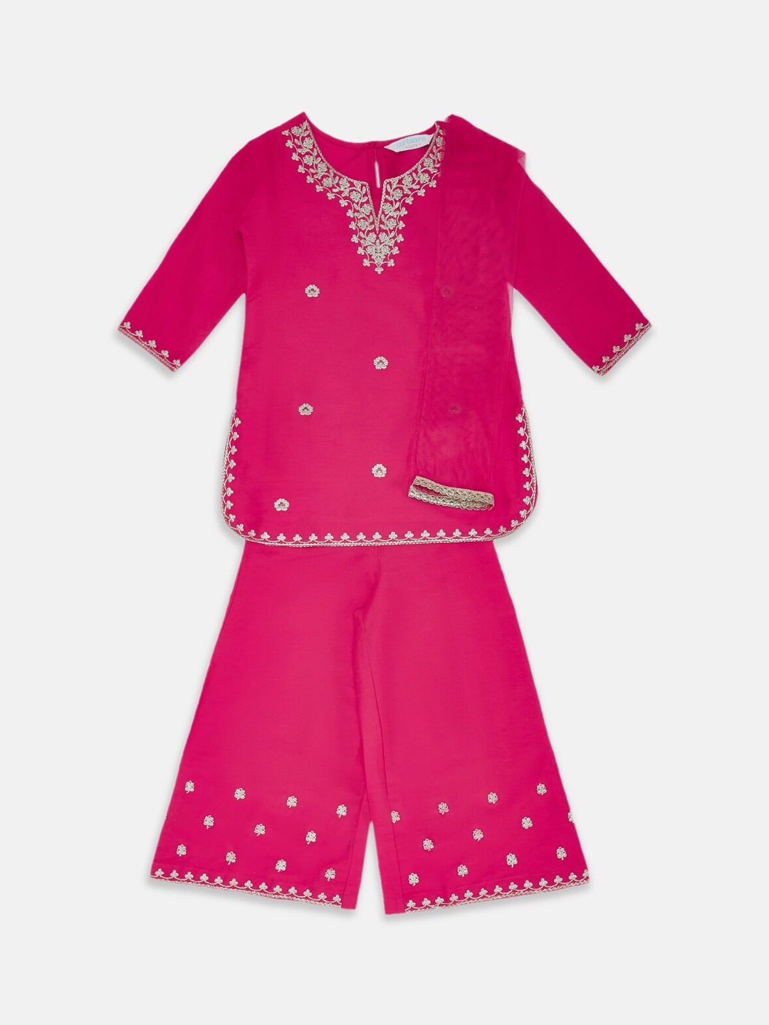 AKKRITI BY PANTALOONS Girls Floral Embroidered Kurta with Palazzos & Dupatta, Fuchsia
AKKRITI BY PANTALOONS Girls Floral Embroidered Kurta with Palazzos & Dupatta, Fuchsia