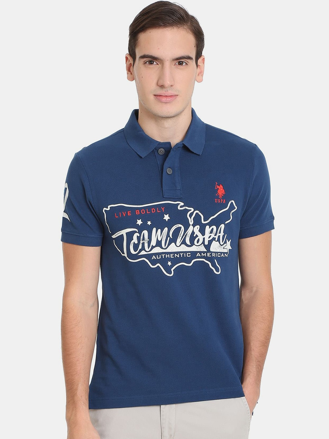 U.S. Polo Assn. Denim Co. Men Typography Printed Polo Collar Slim Fit Cotton T-shirt, Blue
U.S. Polo Assn. Denim Co. Men Typography Printed Polo Collar Slim Fit Cotton T-shirt, Blue