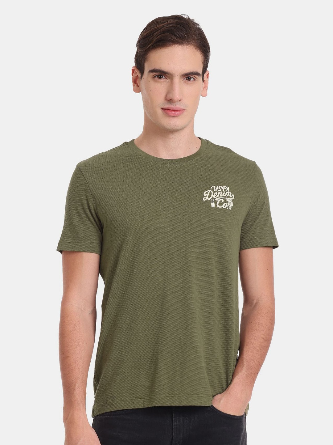 U.S. Polo Assn. Denim Co. Men Plus Size Typography Printed Pure Cotton Slim Fit T-shirt, Olive
U.S. Polo Assn. Denim Co. Men Plus Size Typography Printed Pure Cotton Slim Fit T-shirt, Olive