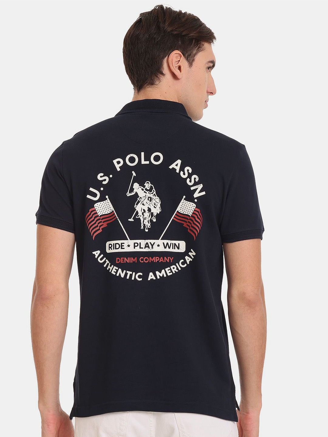 U.S. Polo Assn. Denim Co. Men Typography Printed Polo Collar Slim Fit Pure Cotton T-shirt, Navy blue
U.S. Polo Assn. Denim Co. Men Typography Printed Polo Collar Slim Fit Pure Cotton T-shirt, Navy blue