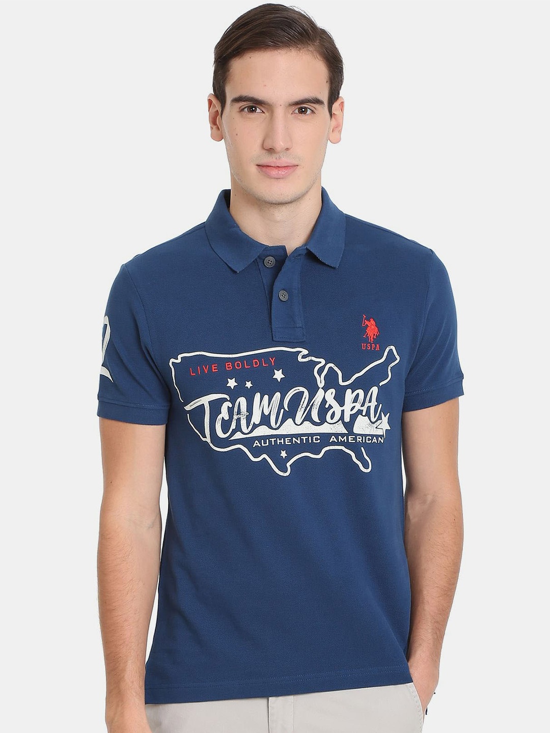 U.S. Polo Assn. Denim Co. Men Cotton Typography Printed Polo Collar Slim Fit T-shirt, Blue
U.S. Polo Assn. Denim Co. Men Cotton Typography Printed Polo Collar Slim Fit T-shirt, Blue