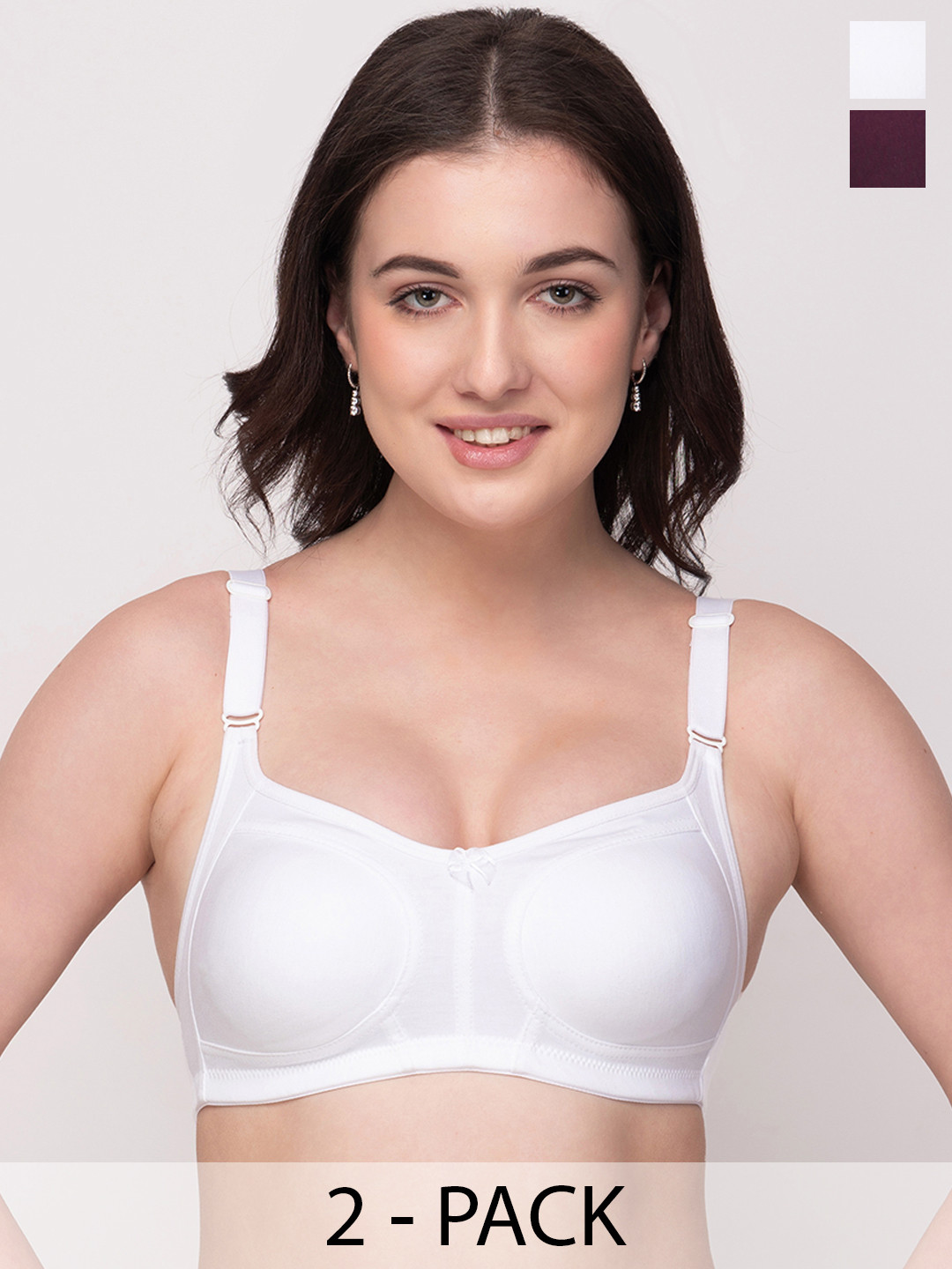 Floret Pack of 2 Non Padded Non-Wired Cotton Full Coverage Everyday Bra With Moulded Cups, White
Floret Pack of 2 Non Padded Non-Wired Cotton Full Coverage Everyday Bra With Moulded Cups, White