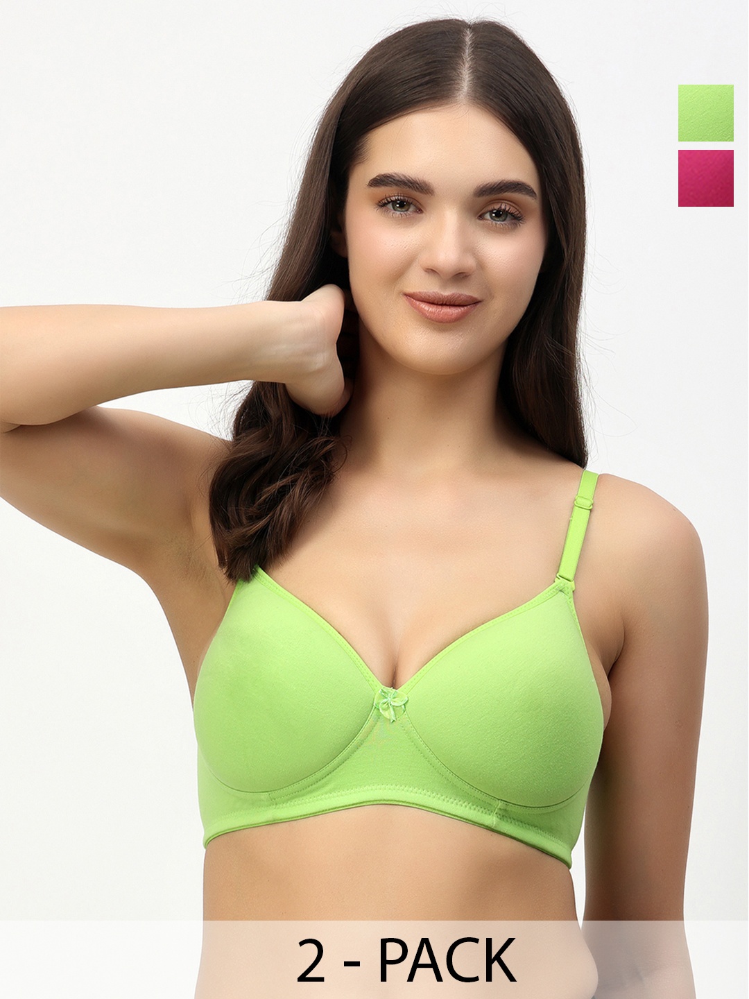 Floret Pack of 2 Heavily Padded Medium-Coverage Non-Wired Seamless Push-Up Bra, Magenta
Floret Pack of 2 Heavily Padded Medium-Coverage Non-Wired Seamless Push-Up Bra, Magenta