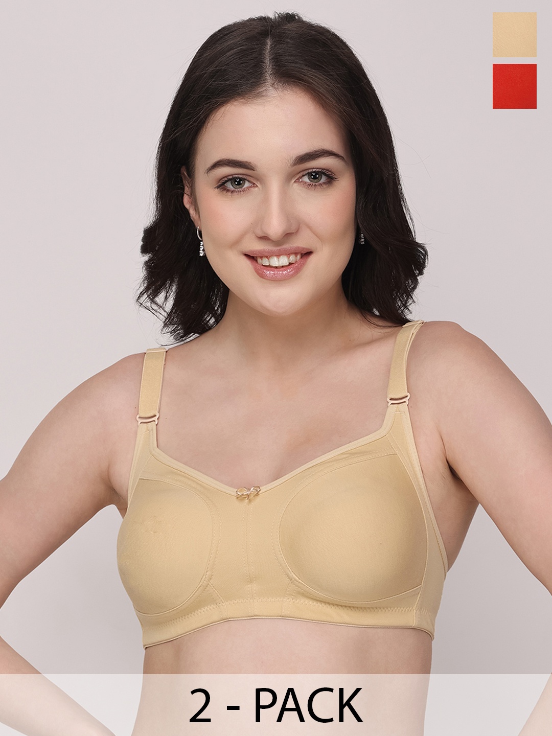 Floret Pack of 2 Non Padded Non-Wired Cotton Full Coverage Everyday Bra With Moulded Cups, Beige
Floret Pack of 2 Non Padded Non-Wired Cotton Full Coverage Everyday Bra With Moulded Cups, Beige