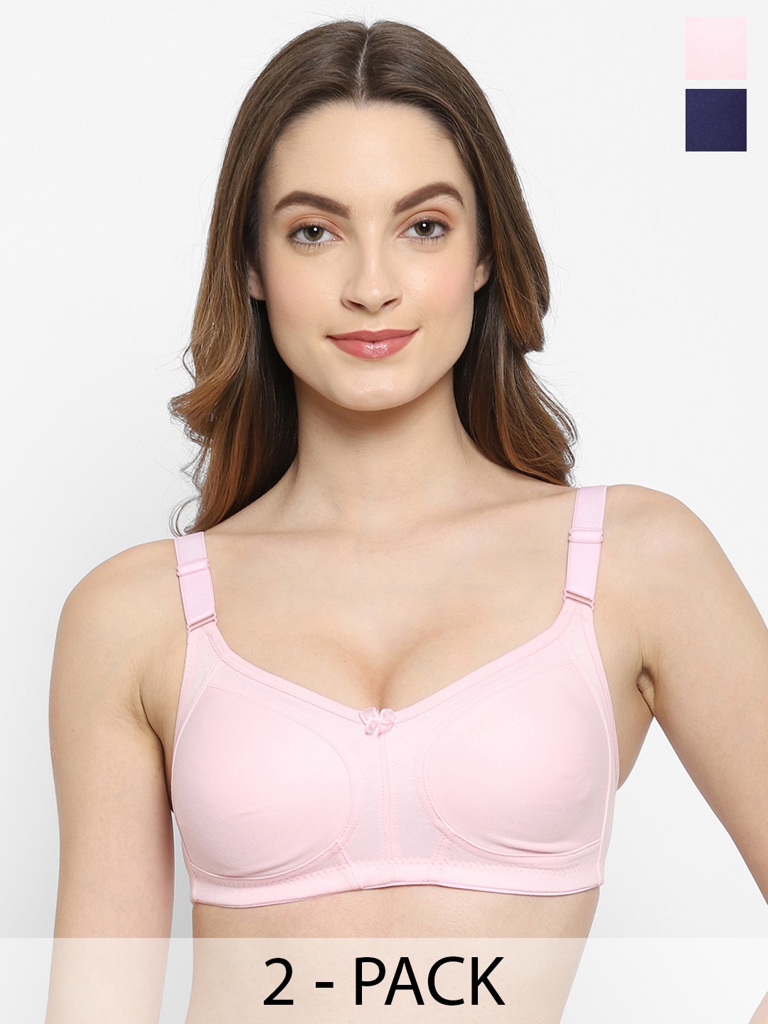 Floret Pack of 2 Non Padded Non-Wired Cotton Full Coverage Everyday Bra With Moulded Cups, Navy blue
Floret Pack of 2 Non Padded Non-Wired Cotton Full Coverage Everyday Bra With Moulded Cups, Navy blue