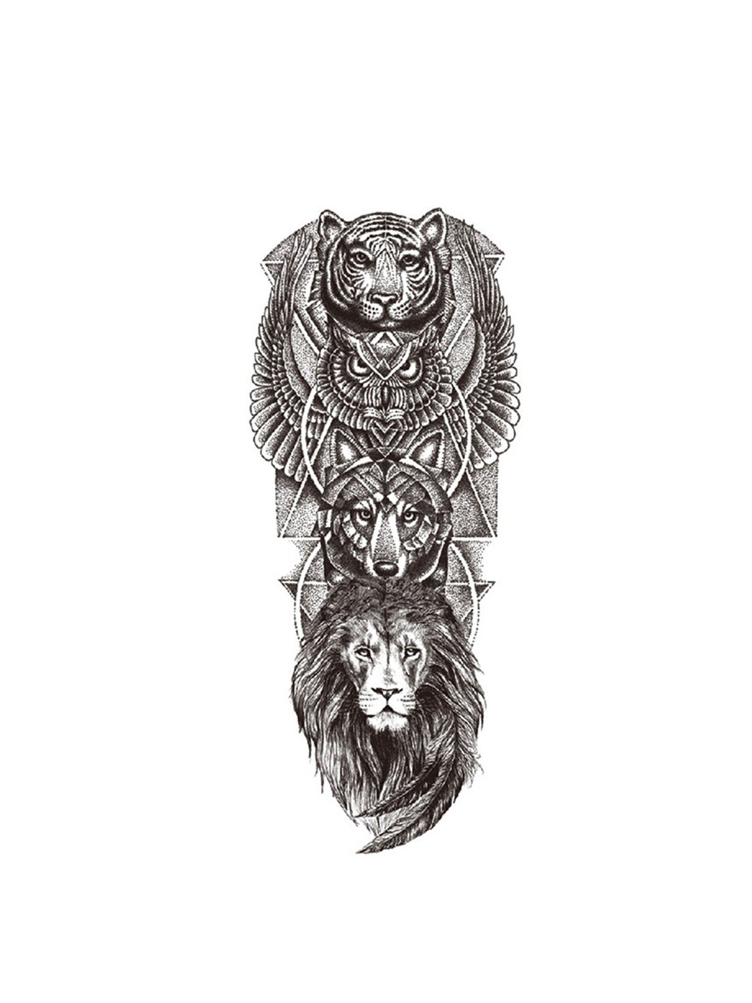 S.A.V.I. Trio Tiger Wolf Lion Faces Tattoo Pattern Water Proof Temporary Tattoo Sticker, Black
S.A.V.I. Trio Tiger Wolf Lion Faces Tattoo Pattern Water Proof Temporary Tattoo Sticker, Black