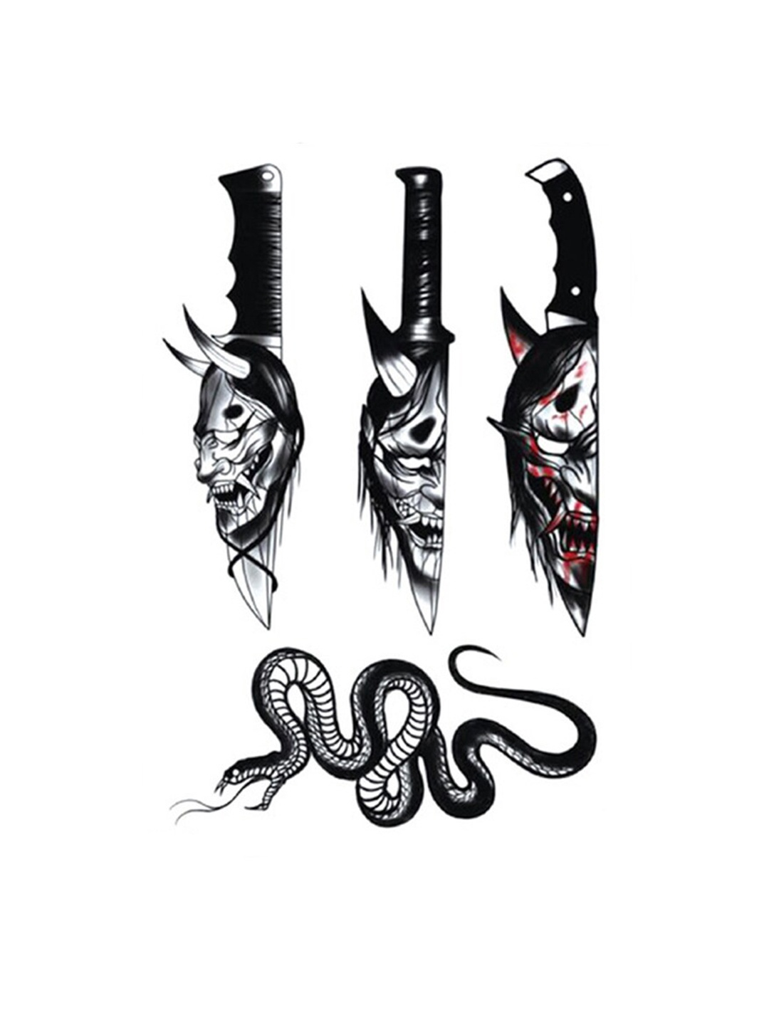 S.A.V.I. 3D Knife Dagger Devil Snake Water Proof & Long Lasting Temporary Tattoo - Black
S.A.V.I. 3D Knife Dagger Devil Snake Water Proof & Long Lasting Temporary Tattoo - Black