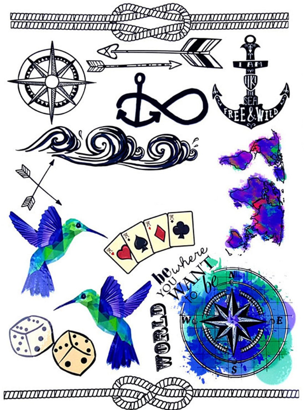S.A.V.I. Random Arm Hand Water Proof Long Lasting Temporary Tattoo Stickers - Black & Blue
S.A.V.I. Random Arm Hand Water Proof Long Lasting Temporary Tattoo Stickers - Black & Blue