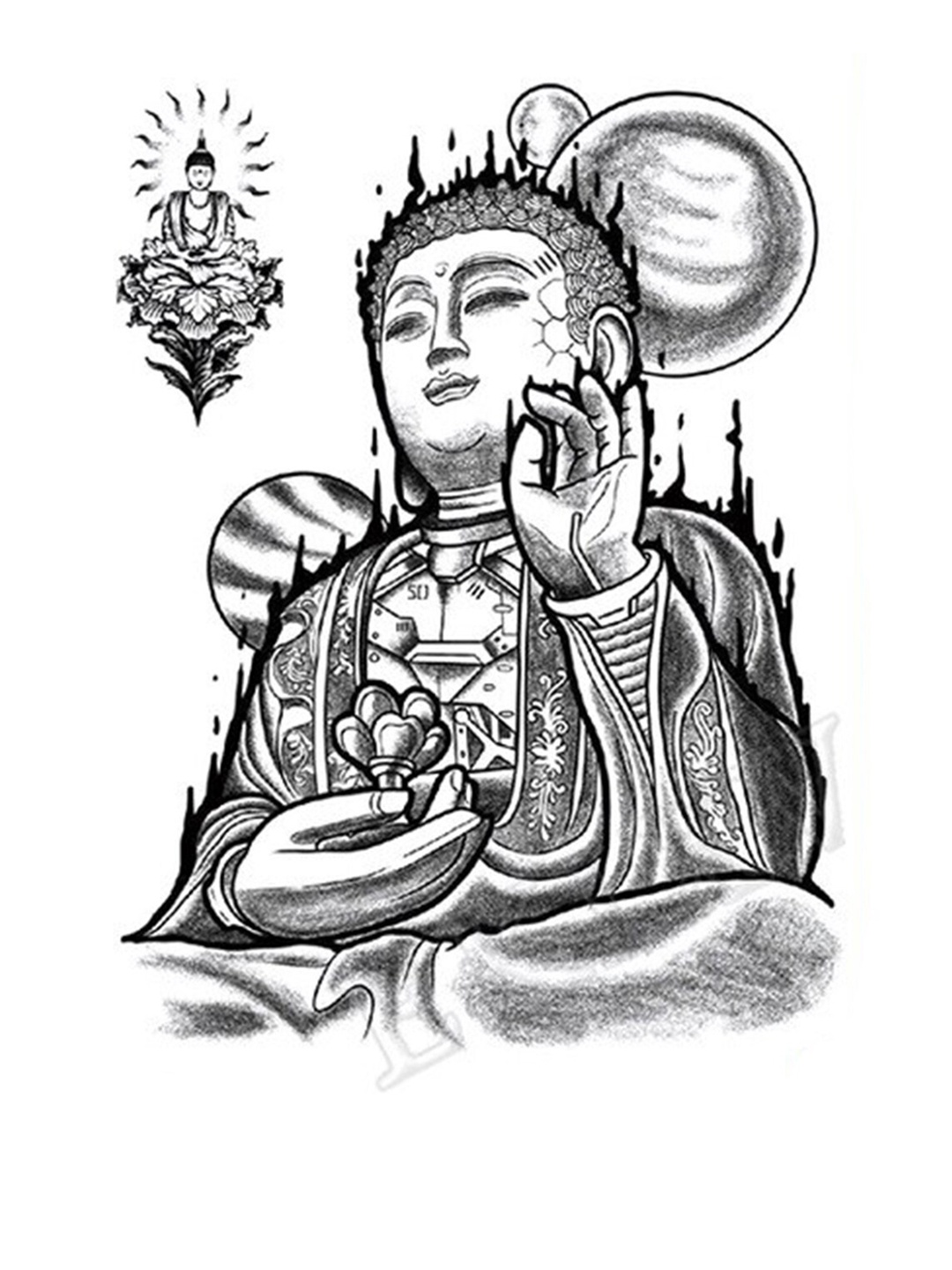 S.A.V.I. God Buddha Planet Earth Design Waterproof Temporary 3D Tattoo Sticker - Black
S.A.V.I. God Buddha Planet Earth Design Waterproof Temporary 3D Tattoo Sticker - Black
