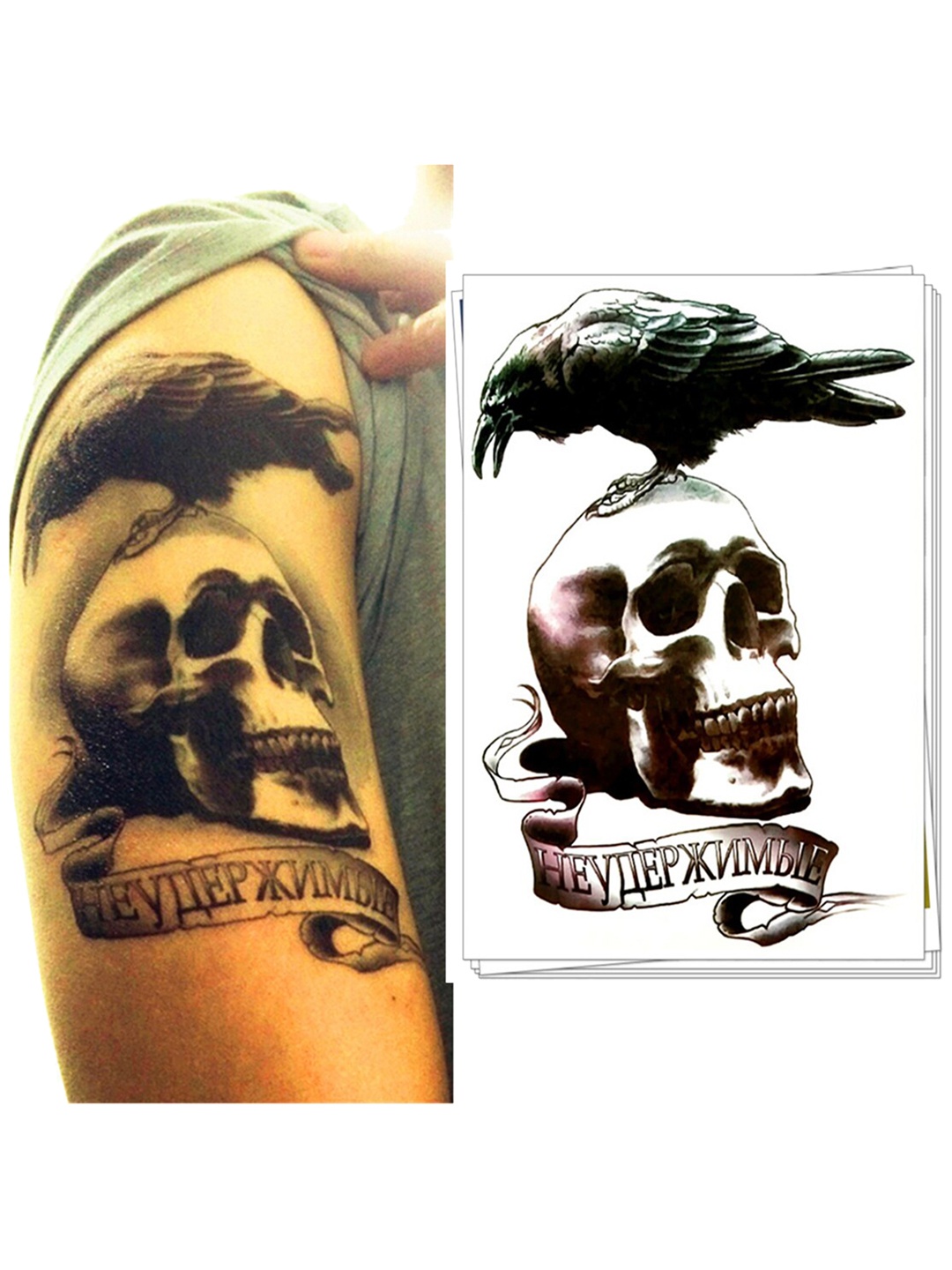 S.A.V.I. Water Proof & Long Lasting 3D Crow on Skull Design Temporary Tattoo Sticker, Black
S.A.V.I. Water Proof & Long Lasting 3D Crow on Skull Design Temporary Tattoo Sticker, Black