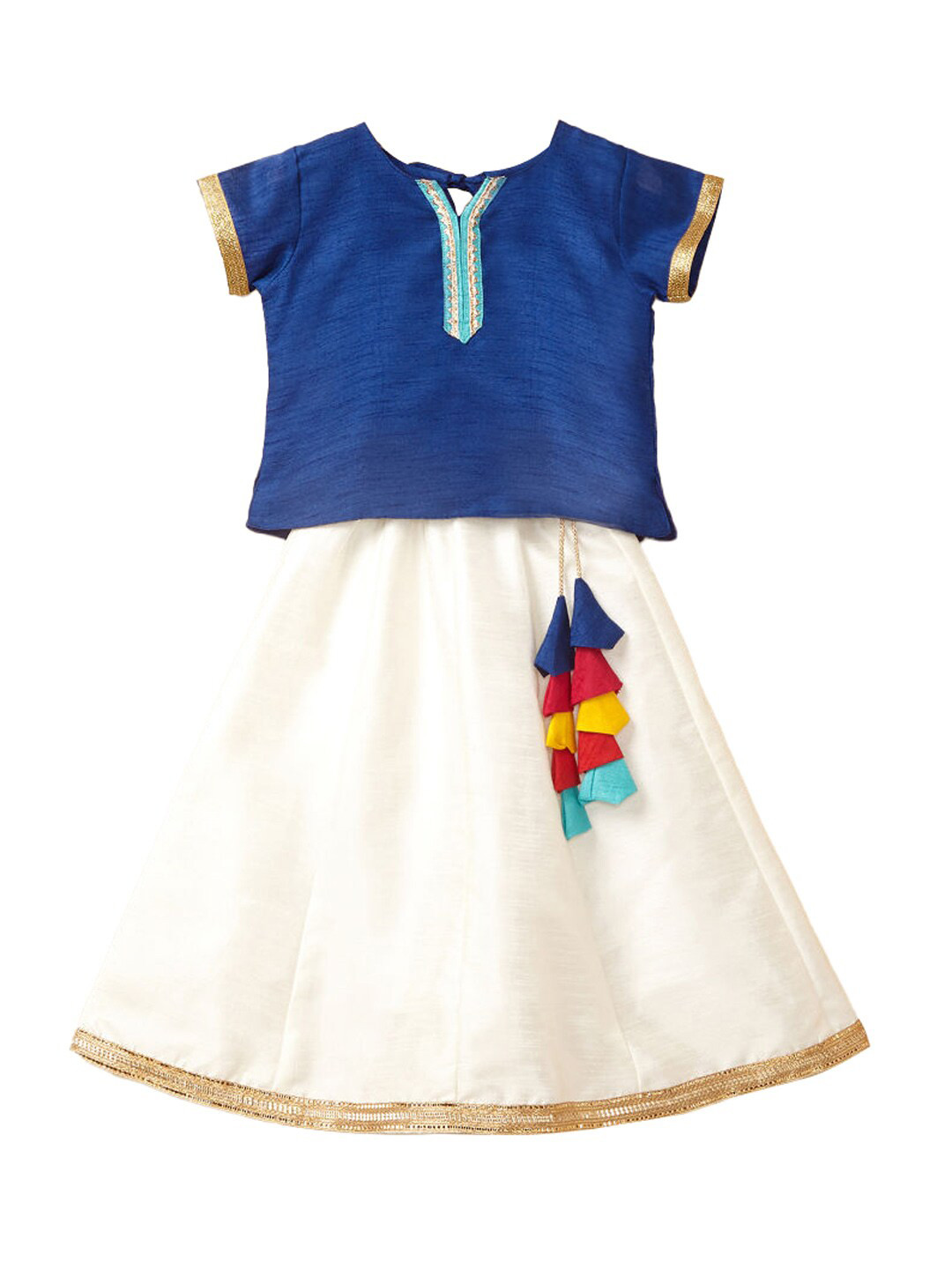 Hopscotch Girls Ethnic Print Ready to Wear Lehenga & Choli, Blue 
Hopscotch Girls Ethnic Print Ready to Wear Lehenga & Choli, Blue