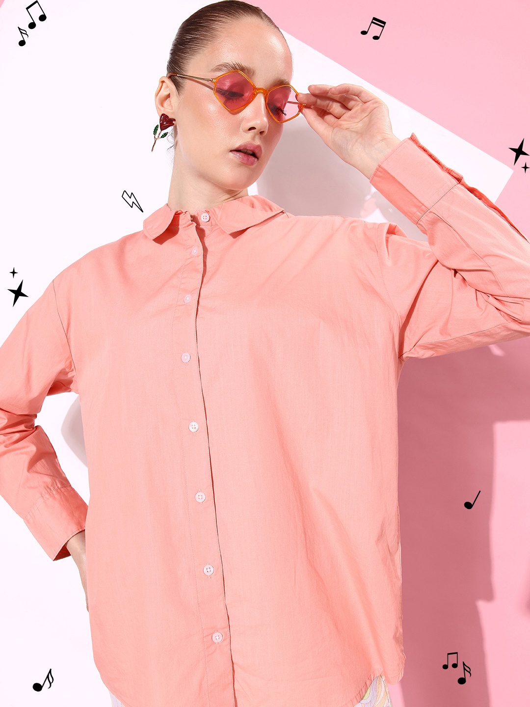 Kook N Keech Women Soft Peach-Coloured Opaque Pure Cotton We (May) Party Oversized Shirt
Kook N Keech Women Soft Peach-Coloured Opaque Pure Cotton We (May) Party Oversized Shirt