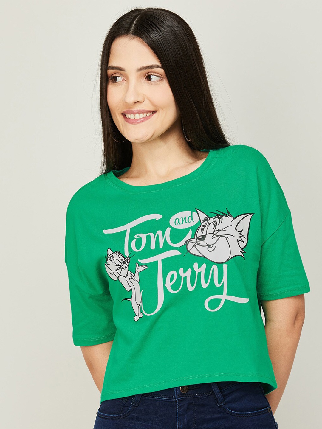 Ginger by Lifestyle Women Tom And Jerry Printed Drop-Shoulder Sleeves Cotton Oversized T-shirt, Green
Ginger by Lifestyle Women Tom And Jerry Printed Drop-Shoulder Sleeves Cotton Oversized T-shirt, Green