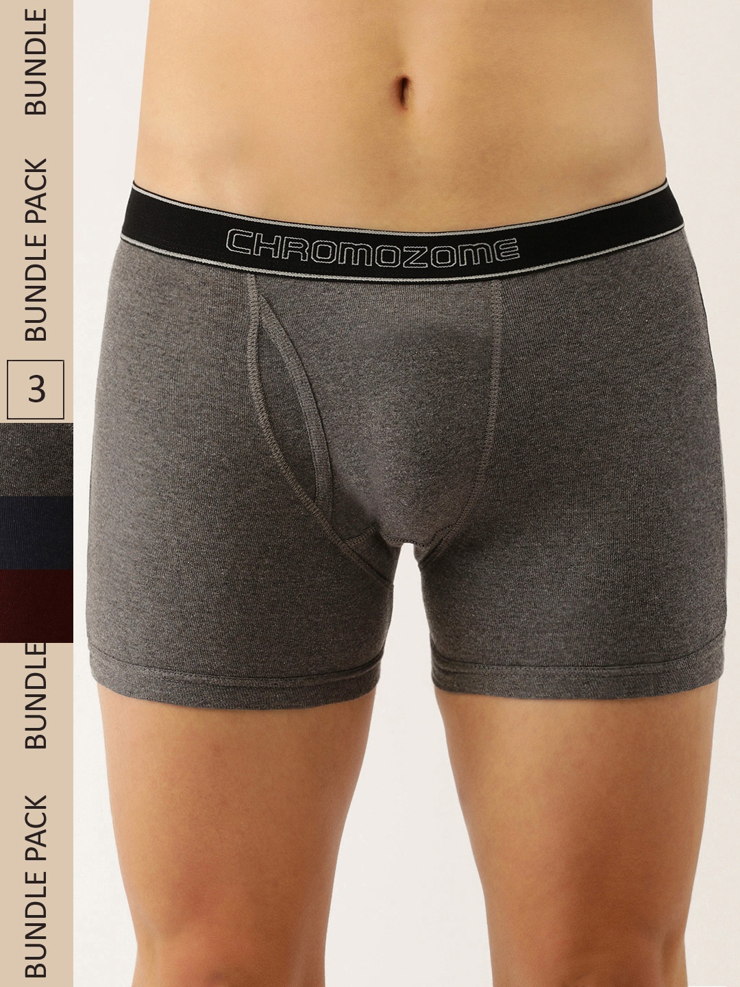 Chromozome Men Pack Of 3 Solid Knitted Comfort Fit Pure Premium Cotton Trunks, Grey melange
Chromozome Men Pack Of 3 Solid Knitted Comfort Fit Pure Premium Cotton Trunks, Grey melange