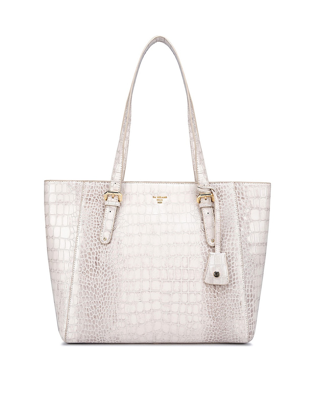 Da Milano Animal Textured Leather Shopper Shoulder Bag, White