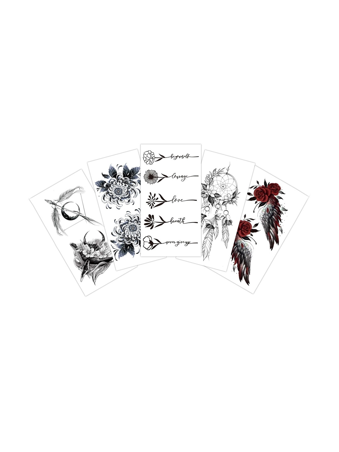 S.A.V.I. 5 Sheets Floral Text Dreamcatcher Rose Wings Temporary Tattoo Stickers, Black
S.A.V.I. 5 Sheets Floral Text Dreamcatcher Rose Wings Temporary Tattoo Stickers, Black