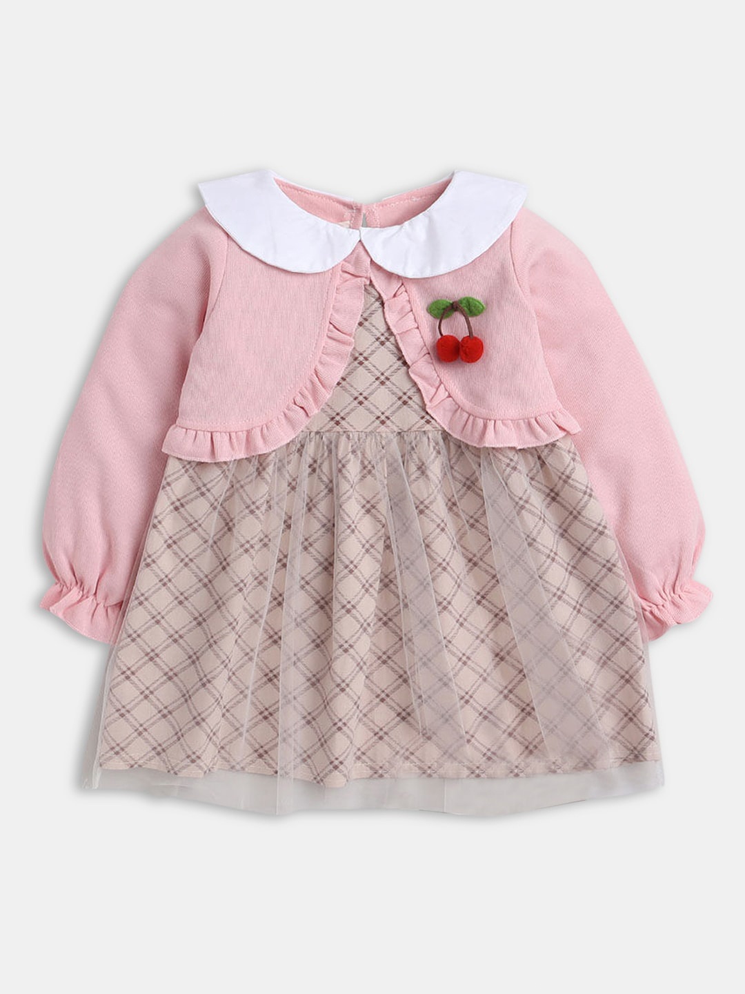 Hopscotch Checked A-Line Dress, Pink