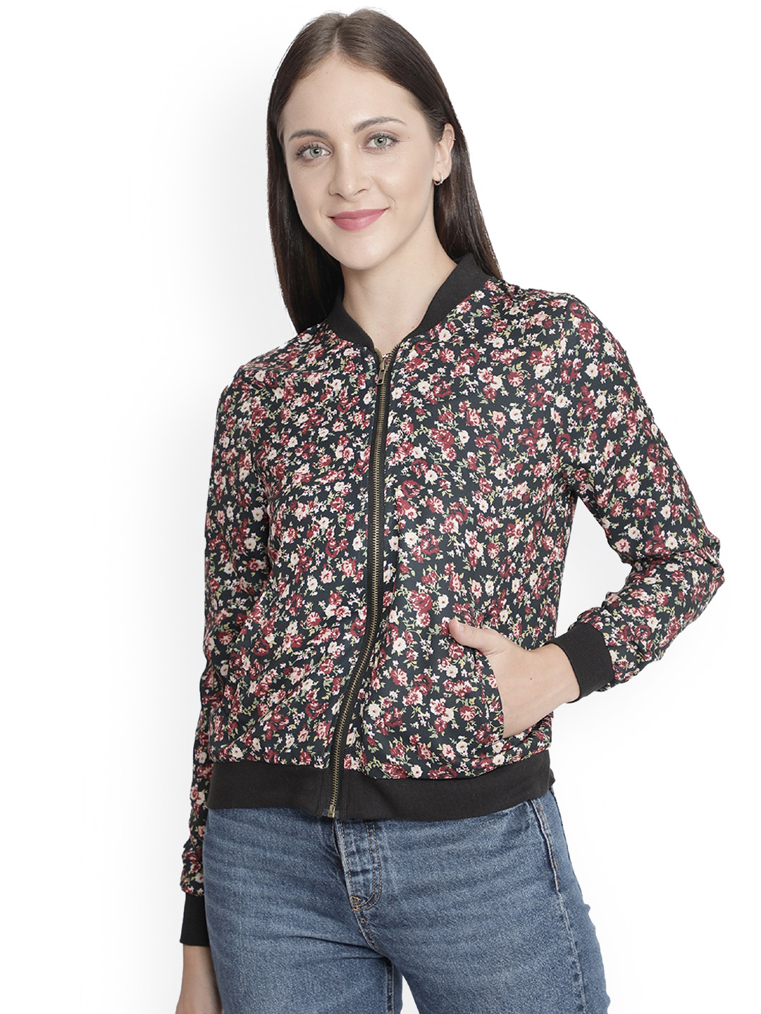 NUEVOSDAMAS Women Floral Bomber Jacket, Multi 
NUEVOSDAMAS Women Floral Bomber Jacket, Multi
