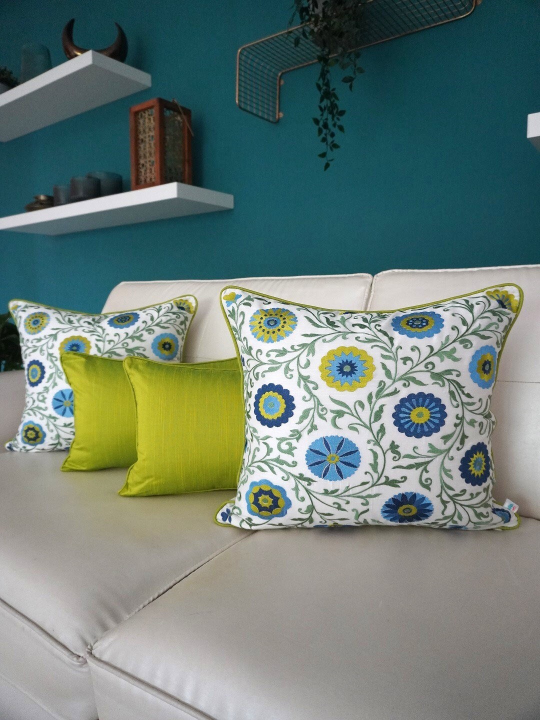TARA- Sparkling Homes White & Green Set of 4 Floral Embroidered Square Cushion Covers
TARA- Sparkling Homes White & Green Set of 4 Floral Embroidered Square Cushion Covers