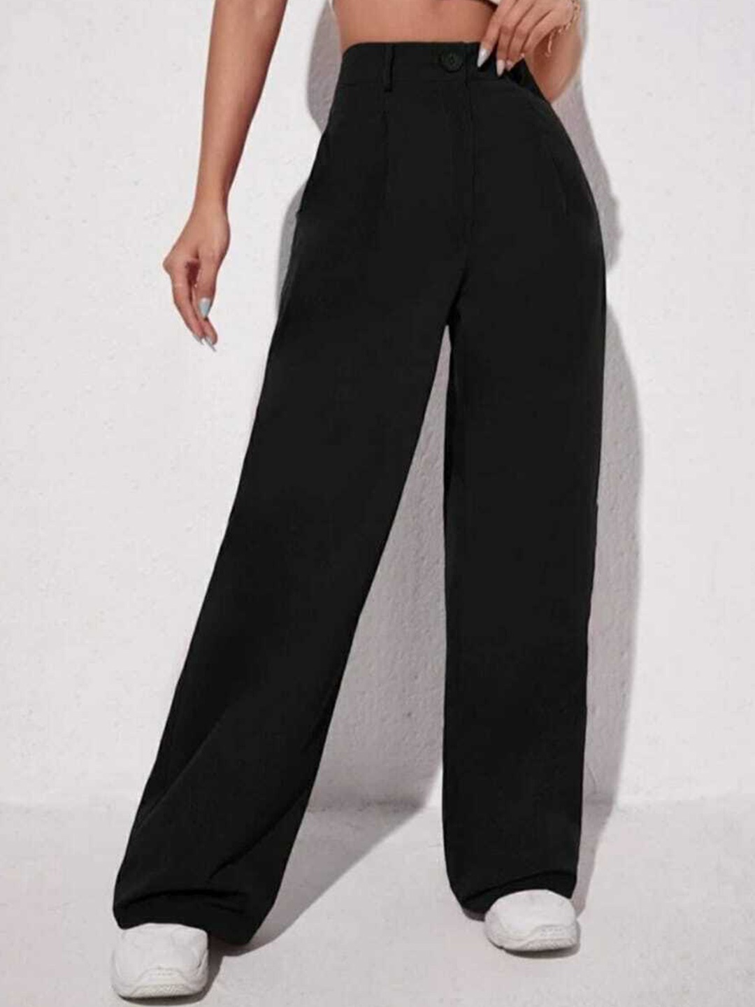 BROADSTAR Women Black Relaxed Straight Leg Loose Fit High-Rise Easy Wash Pleated Trousers
BROADSTAR Women Black Relaxed Straight Leg Loose Fit High-Rise Easy Wash Pleated Trousers