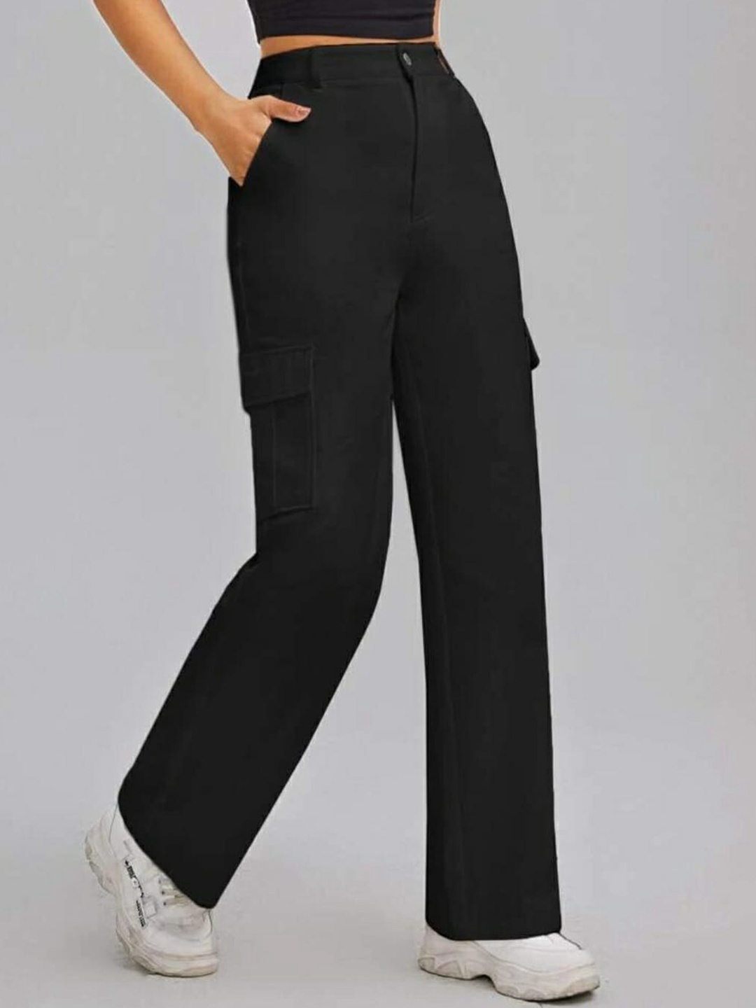 BROADSTAR Women Relaxed Straight Leg Loose Fit High-Rise Easy Wash Cargo Trousers, Black
BROADSTAR Women Relaxed Straight Leg Loose Fit High-Rise Easy Wash Cargo Trousers, Black