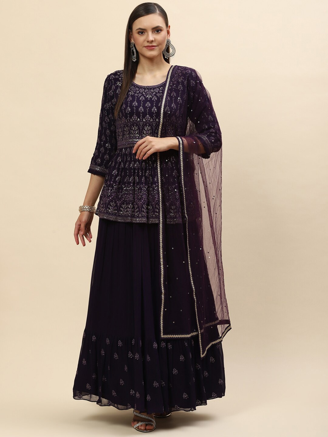 Meena Bazaar Embroidered Zardozi Ready to Wear Lehenga & Blouse With Dupatta, Purple
Meena Bazaar Embroidered Zardozi Ready to Wear Lehenga & Blouse With Dupatta, Purple