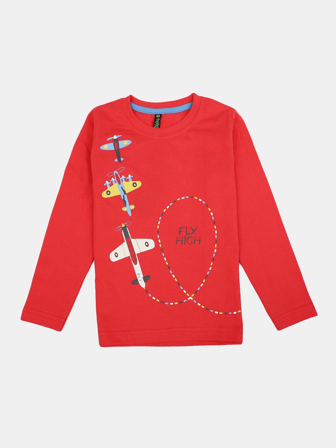 V-Mart Boys Printed Cotton T-shirt, Red