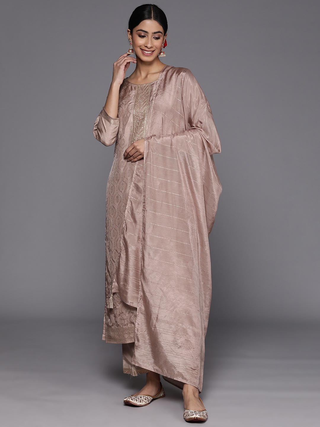 Libas Women Ethnic Motifs Embroidered Sequinned Kurta With Trousers & With Dupatta, Taupe
Libas Women Ethnic Motifs Embroidered Sequinned Kurta With Trousers & With Dupatta, Taupe