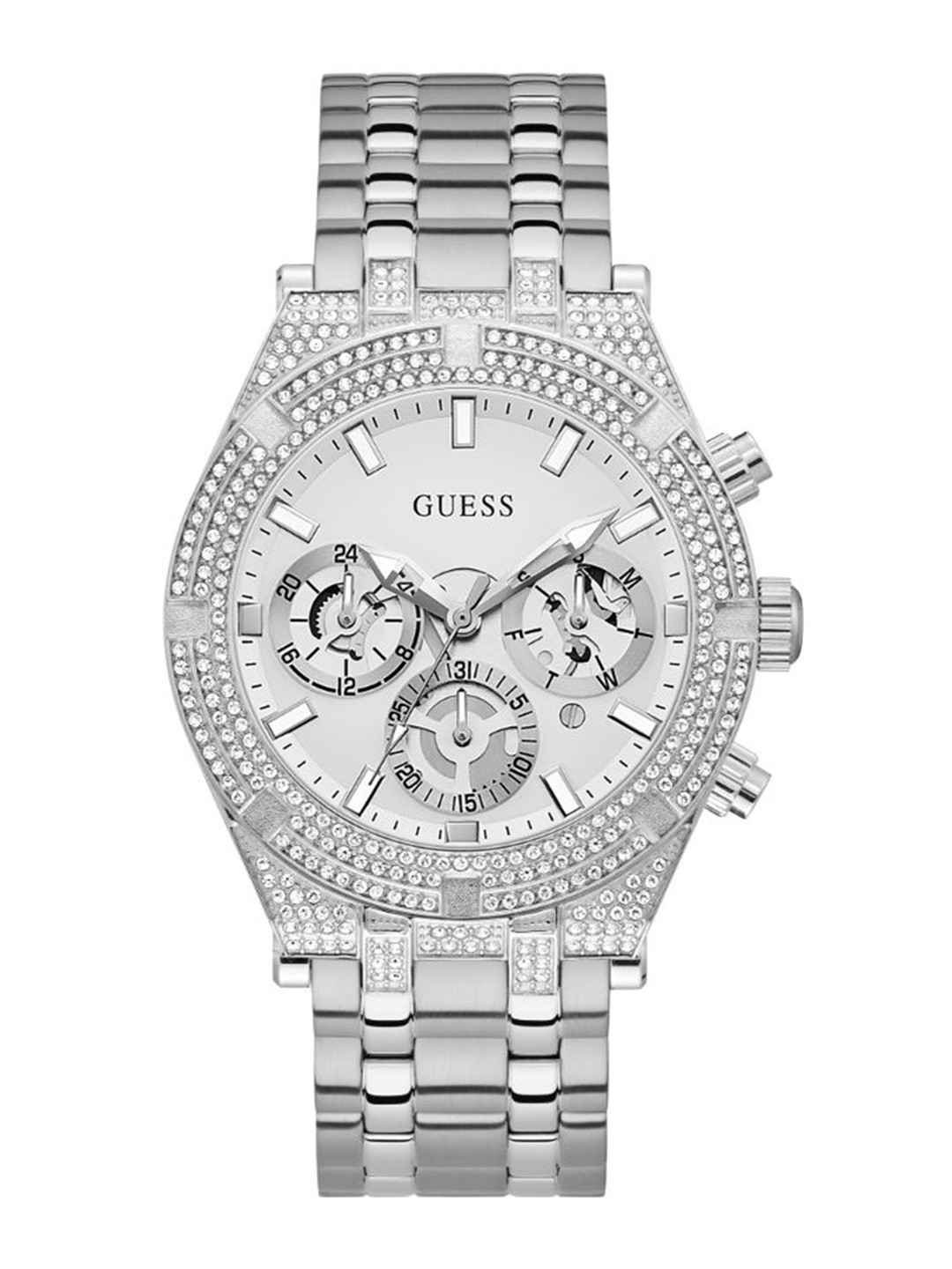 GUESS Men Embellished Dial & Stainless Steel Bracelet Style Straps Analogue Watch GW0455G1, Silver
GUESS Men Embellished Dial & Stainless Steel Bracelet Style Straps Analogue Watch GW0455G1, Silver