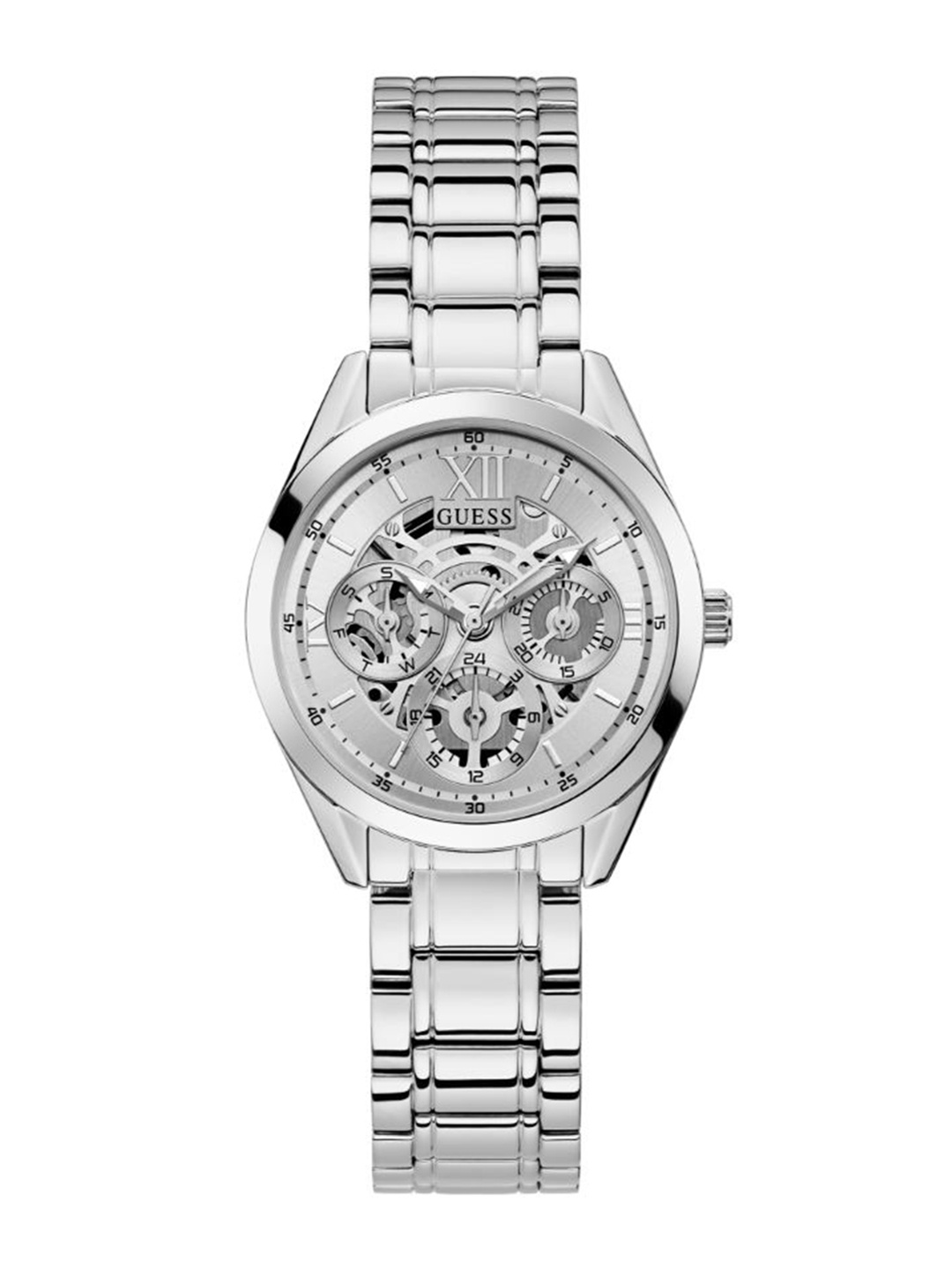 GUESS Women Printed Dial & Stainless Steel Bracelet Style Straps Analogue Watch GW0253L1, Silver
GUESS Women Printed Dial & Stainless Steel Bracelet Style Straps Analogue Watch GW0253L1, Silver