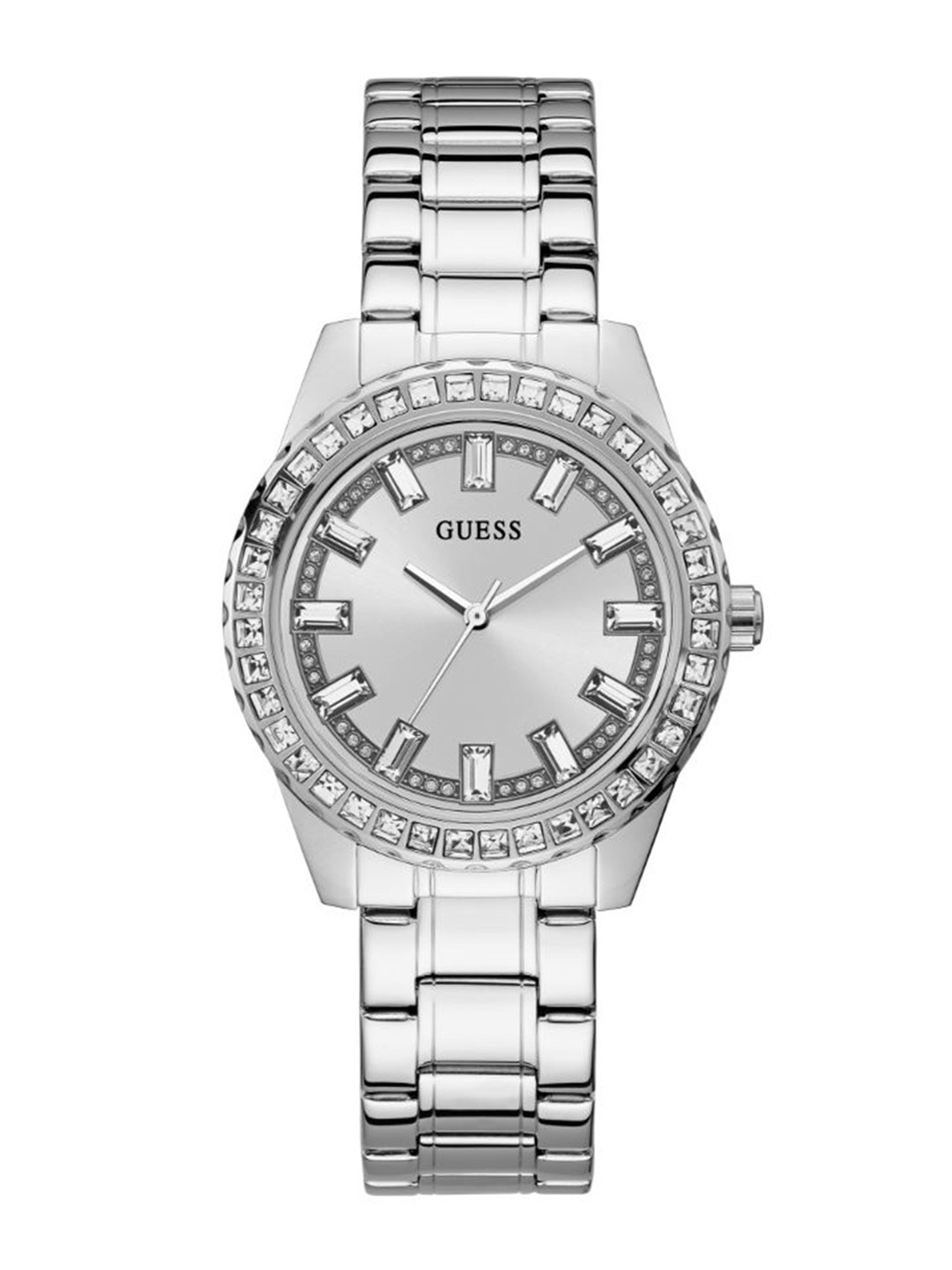 GUESS Women Embellished Dial & Bracelet Style Straps Analogue Watch GW0111L1, Silver
GUESS Women Embellished Dial & Bracelet Style Straps Analogue Watch GW0111L1, Silver