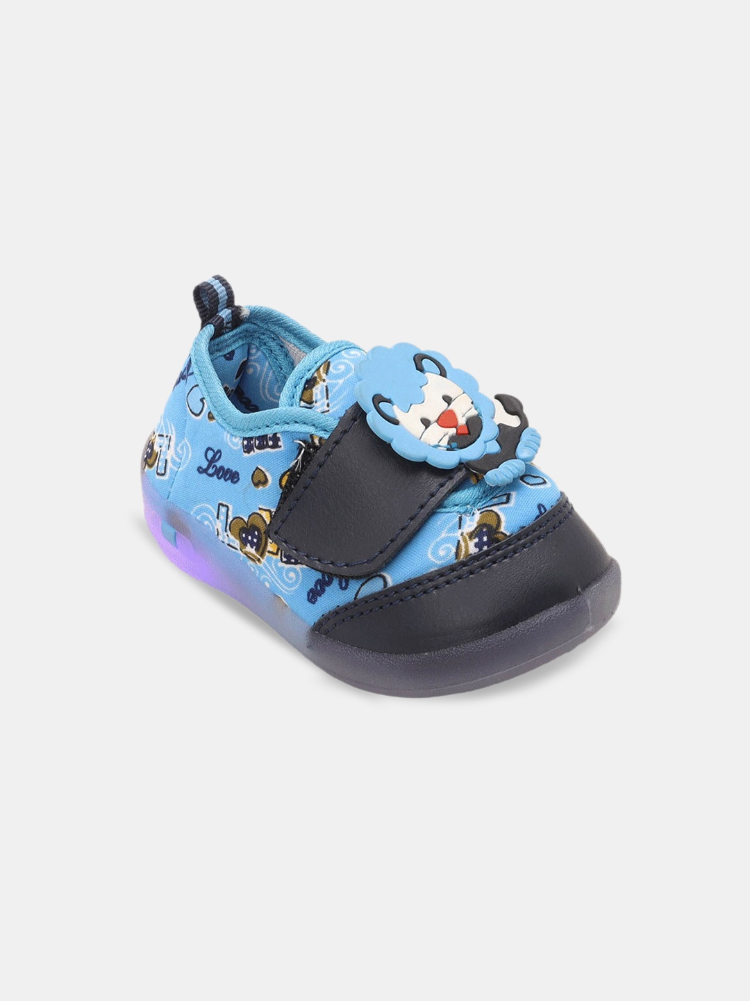 Hopscotch Kids Printed PU Sneakers, Blue