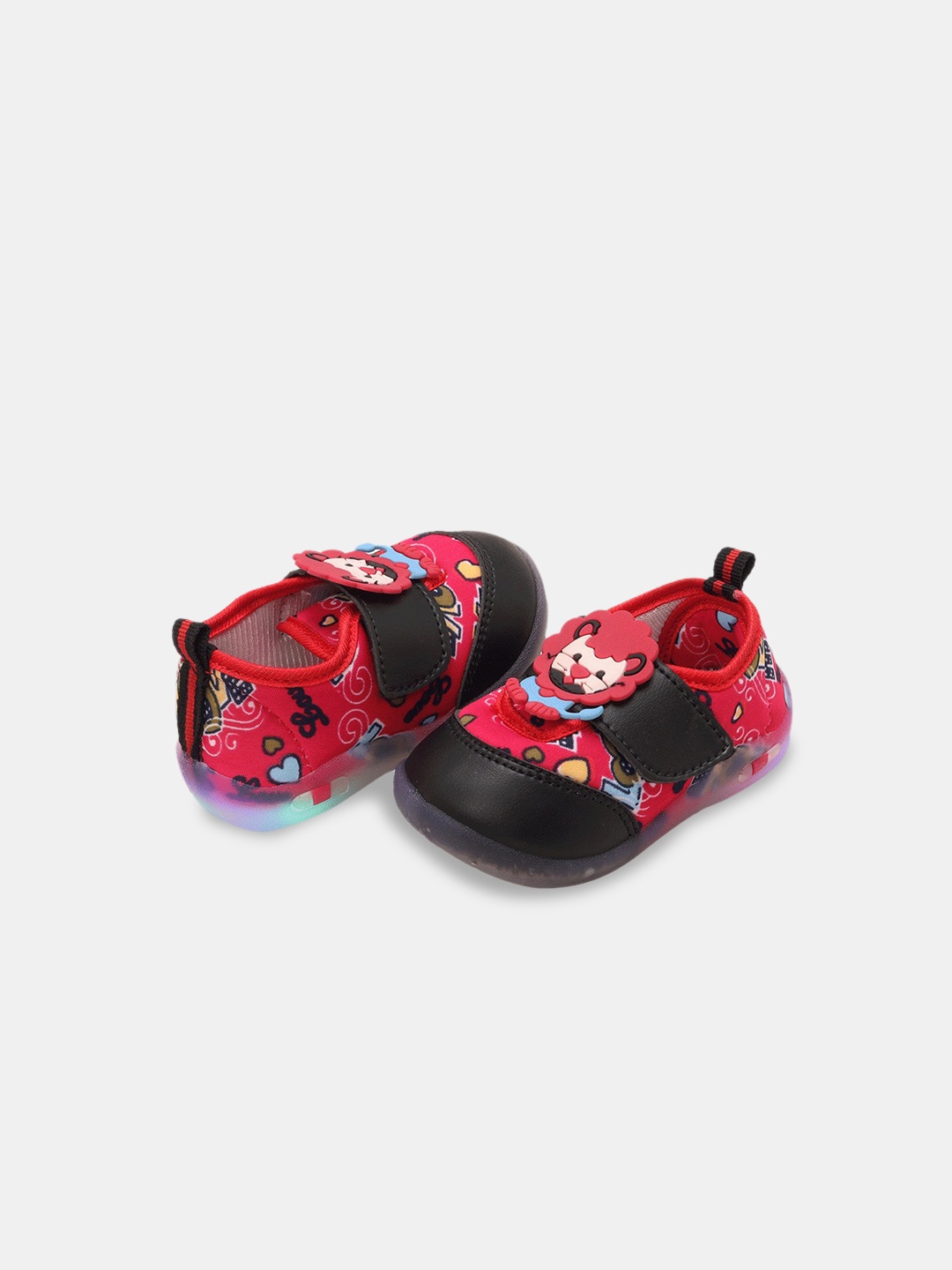 Hopscotch Kids Printed LED Sneakers, Red