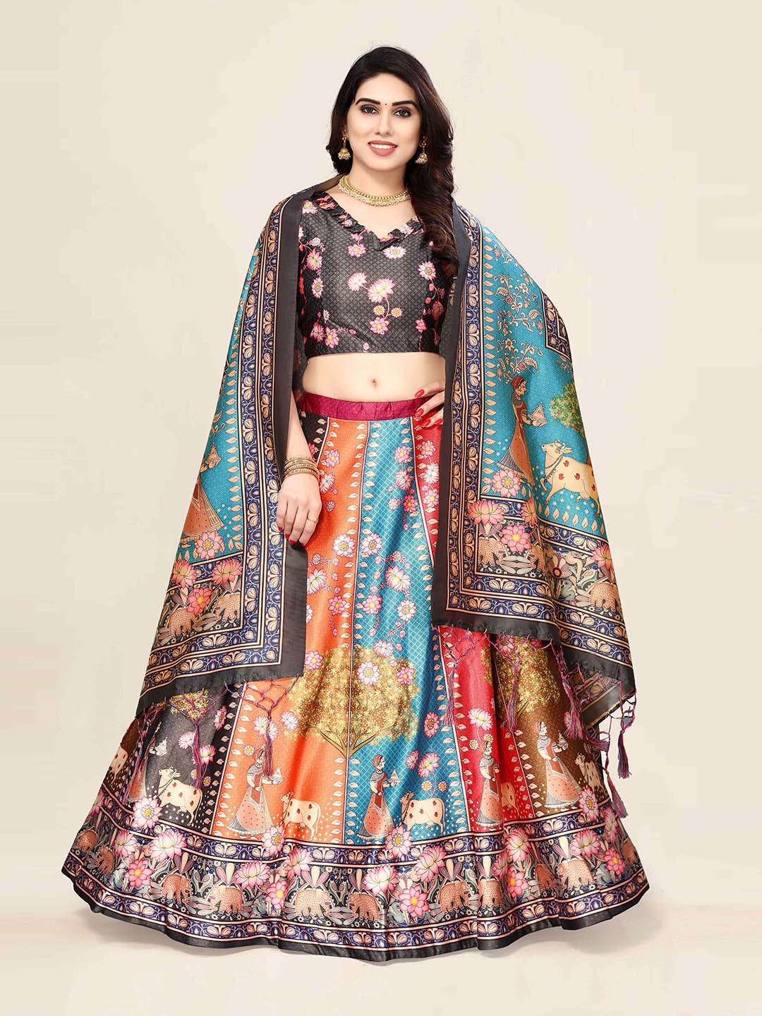 Kaizen TEXO FAB Grey & Blue Printed Semi-Stitched Lehenga & Unstitched Blouse With Dupatta
Kaizen TEXO FAB Grey & Blue Printed Semi-Stitched Lehenga & Unstitched Blouse With Dupatta